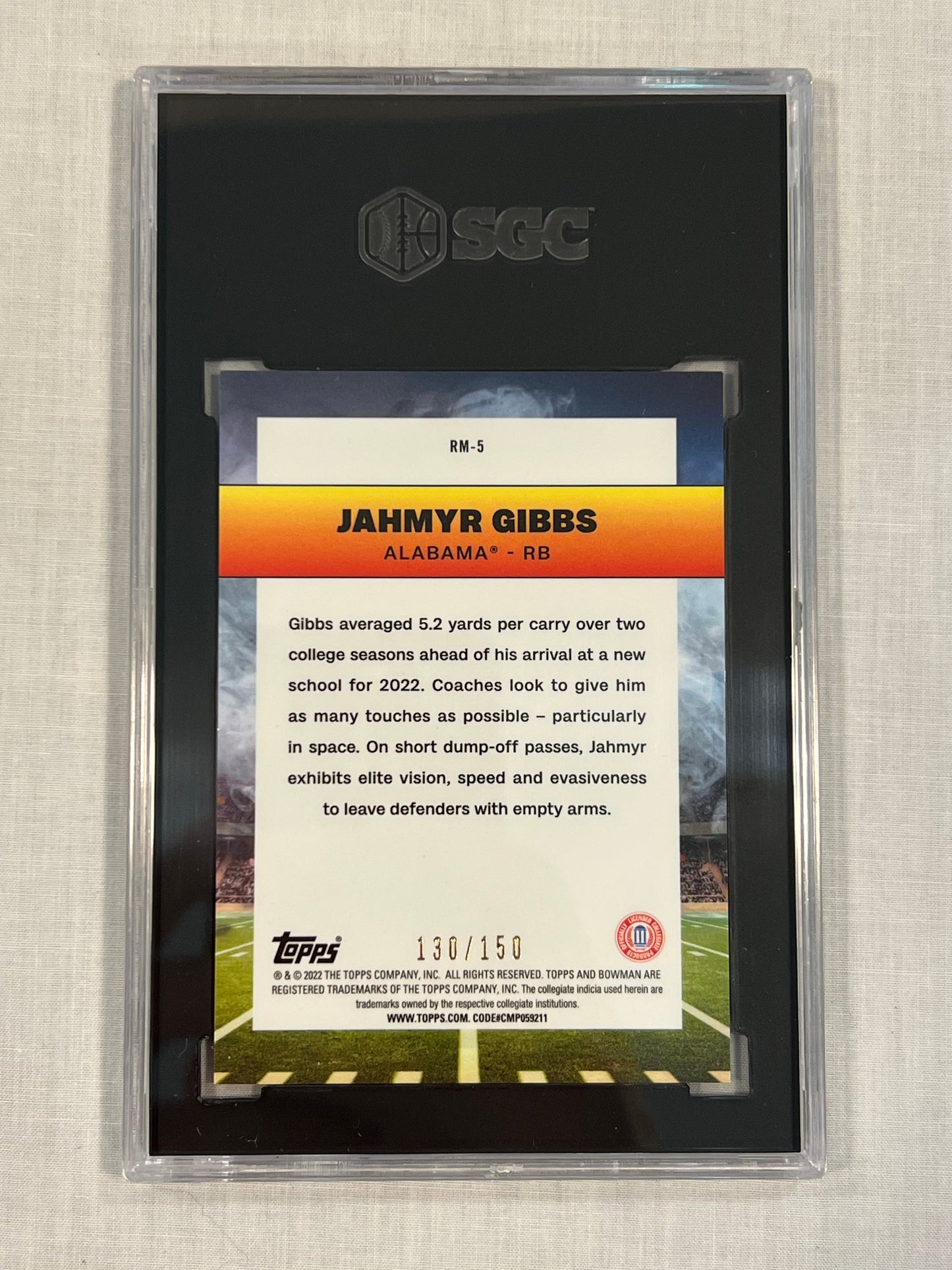 Jahmyr Gibbs SGC 9.5 Aqua Rookie Auto /150