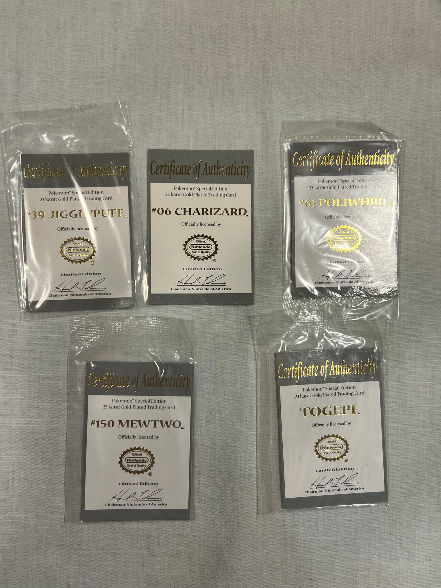 23k Gold Plated Pokemon Cards Complete Set Burger King Exclusive 1999