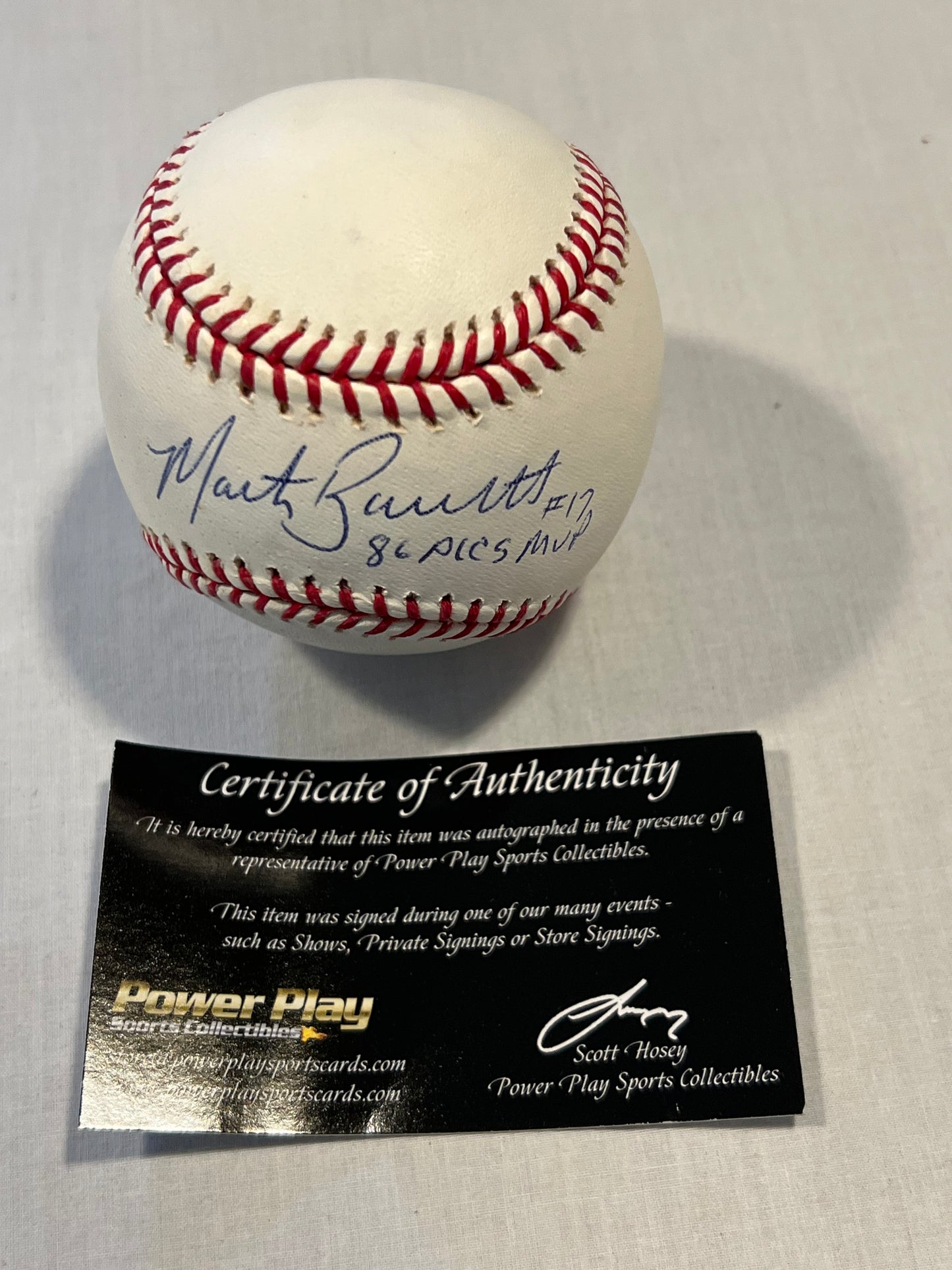 Marty Barrett Red Sox 1986 ALCS MVP signed baseball