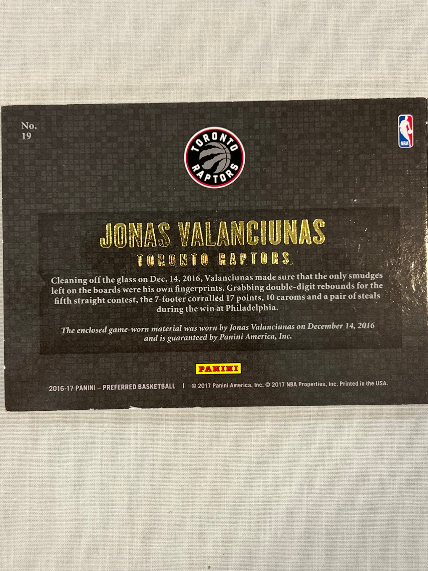 Jonas Valanciunas Stat Line Booklet /149
