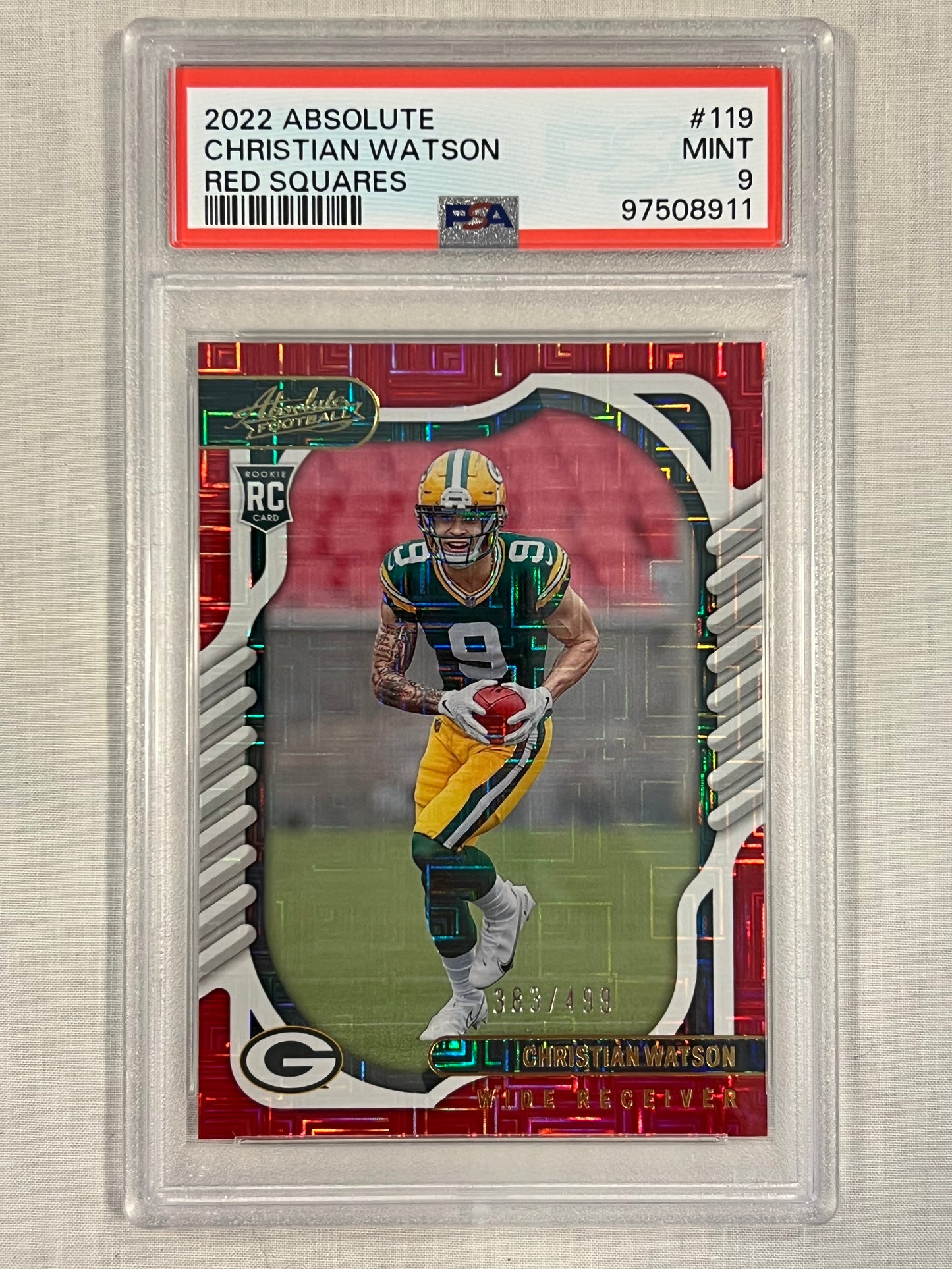 Christian Watson Red Squares /499 PSA 9