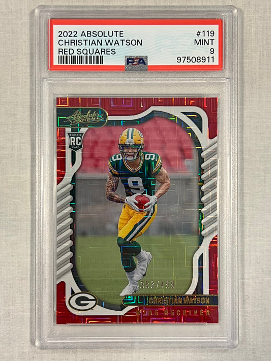 Christian Watson Red Squares /499 PSA 9