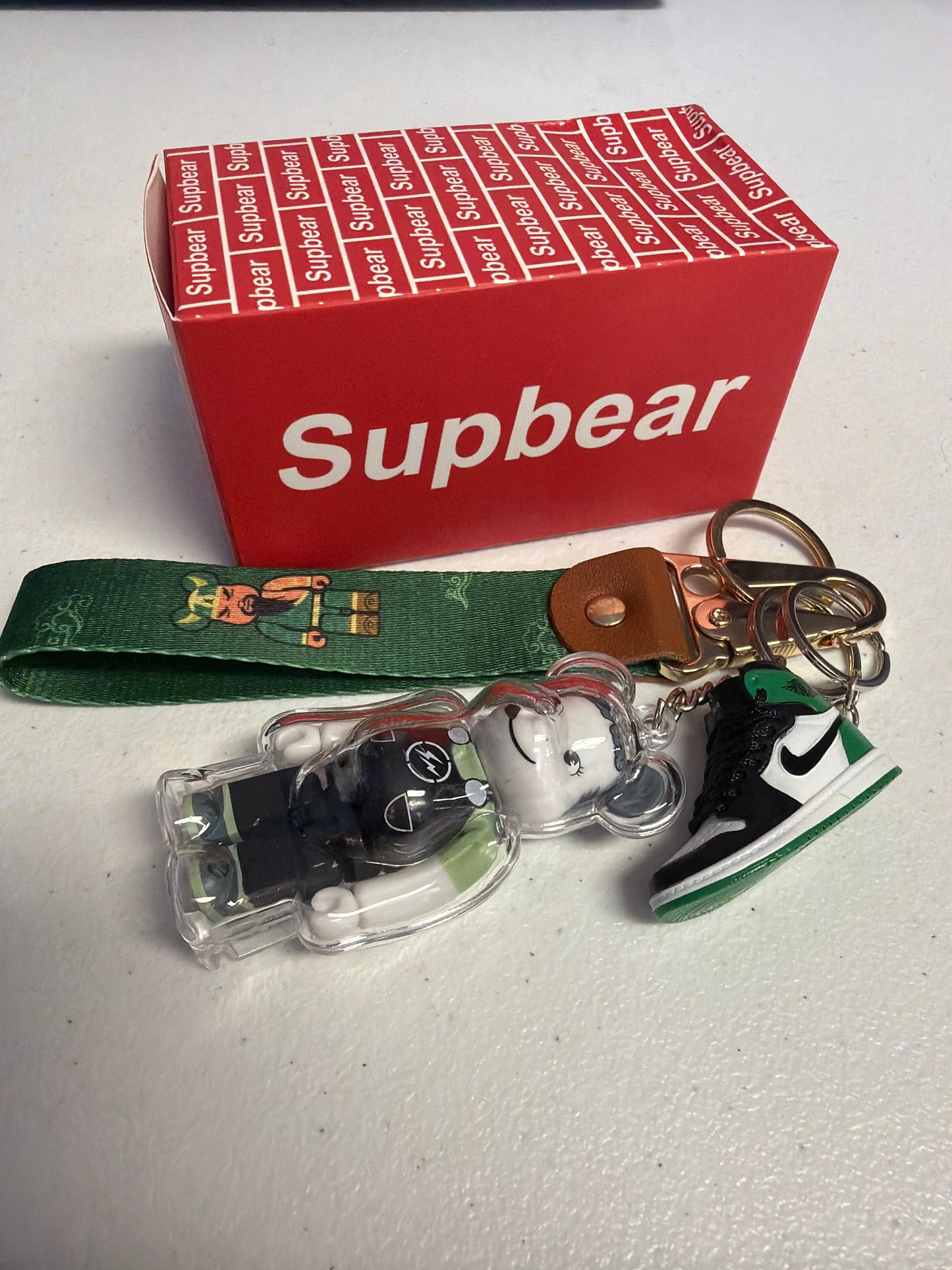 Supbear Bear Brick Jordan Keychain Green