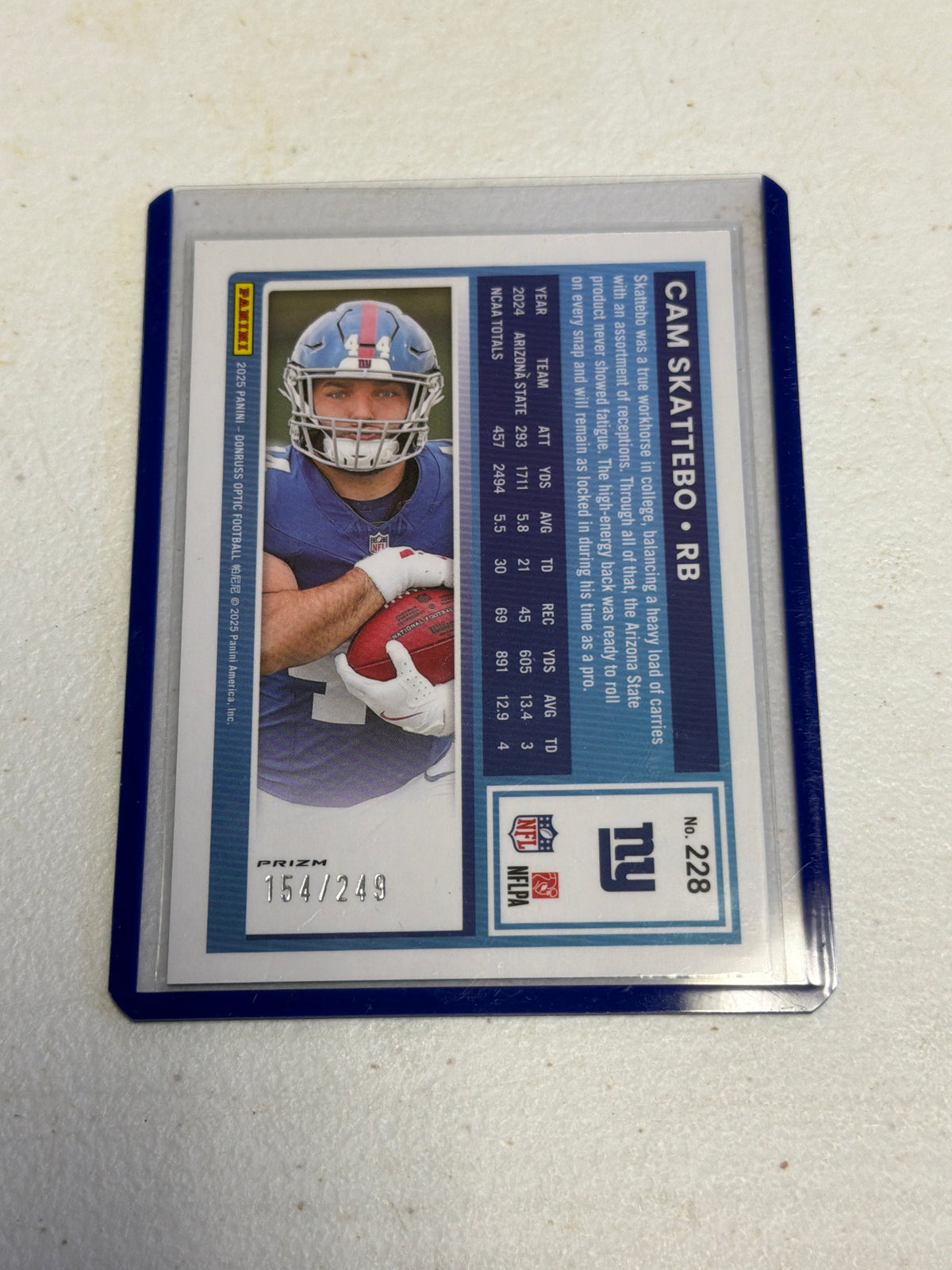 Cam Skattebo /249 Blue Rated Rookie