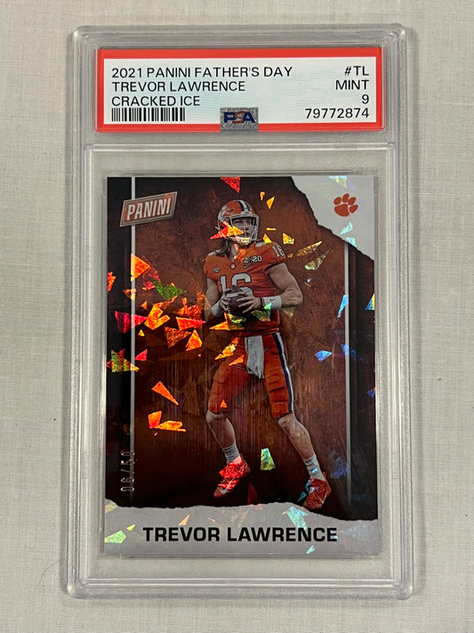 Trevor Lawrence PSA 9 Fathers Day Cracked Ice /50