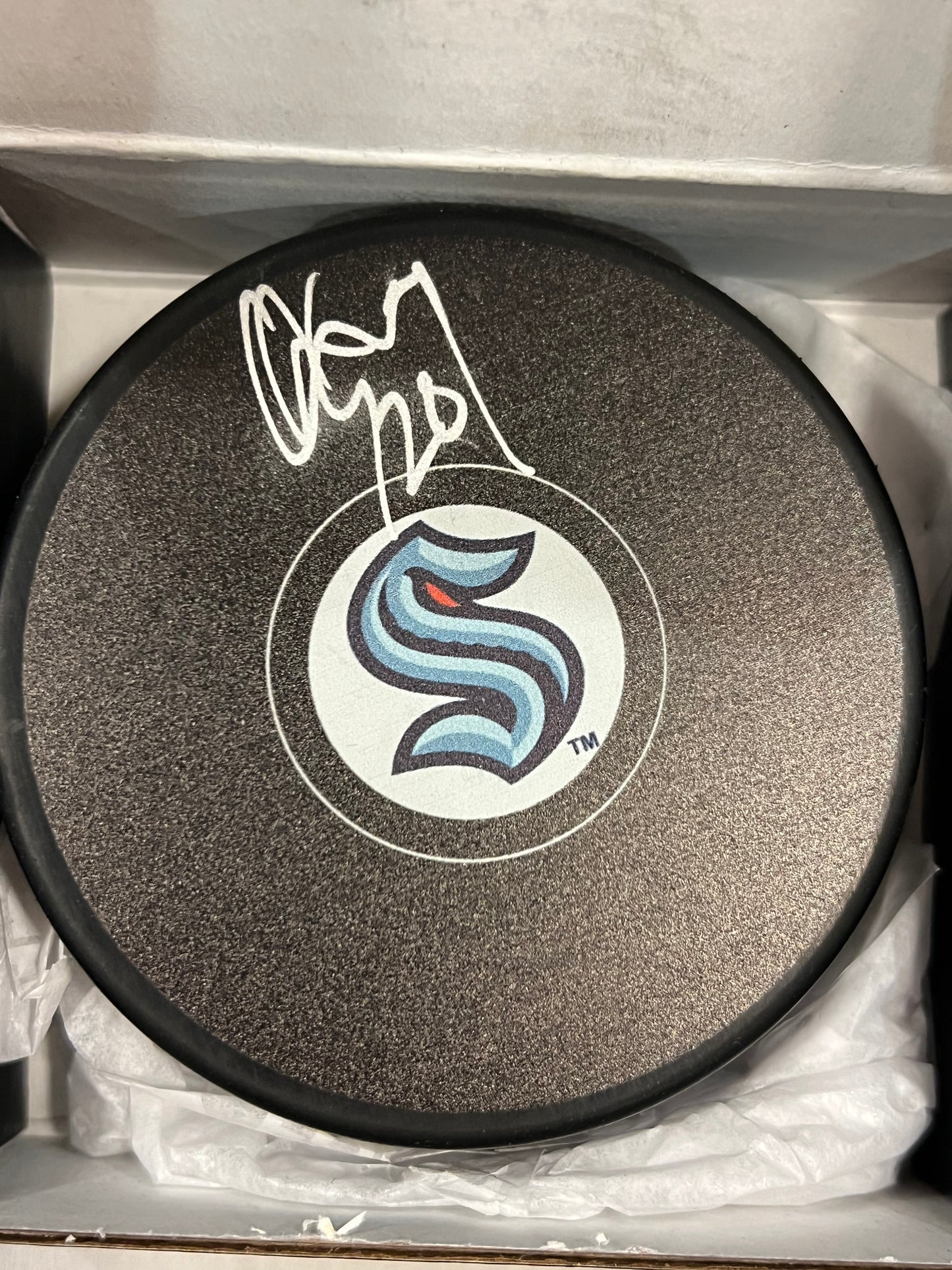 Seattle Kraken Carson Soucy Signed Puck