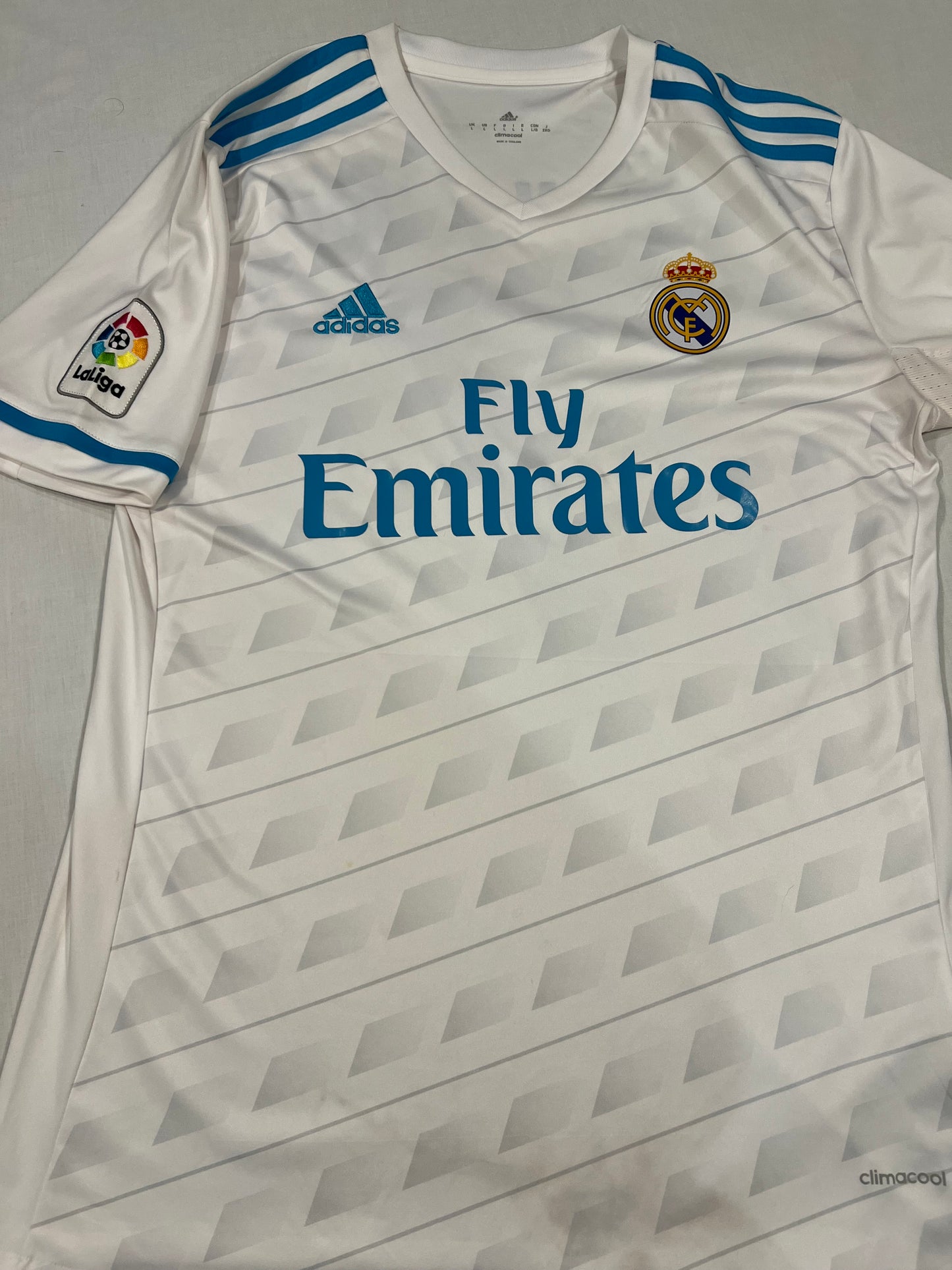 Cristiano Ronaldo White/Teal w/ Print La Liga Real Madrid Mens Large