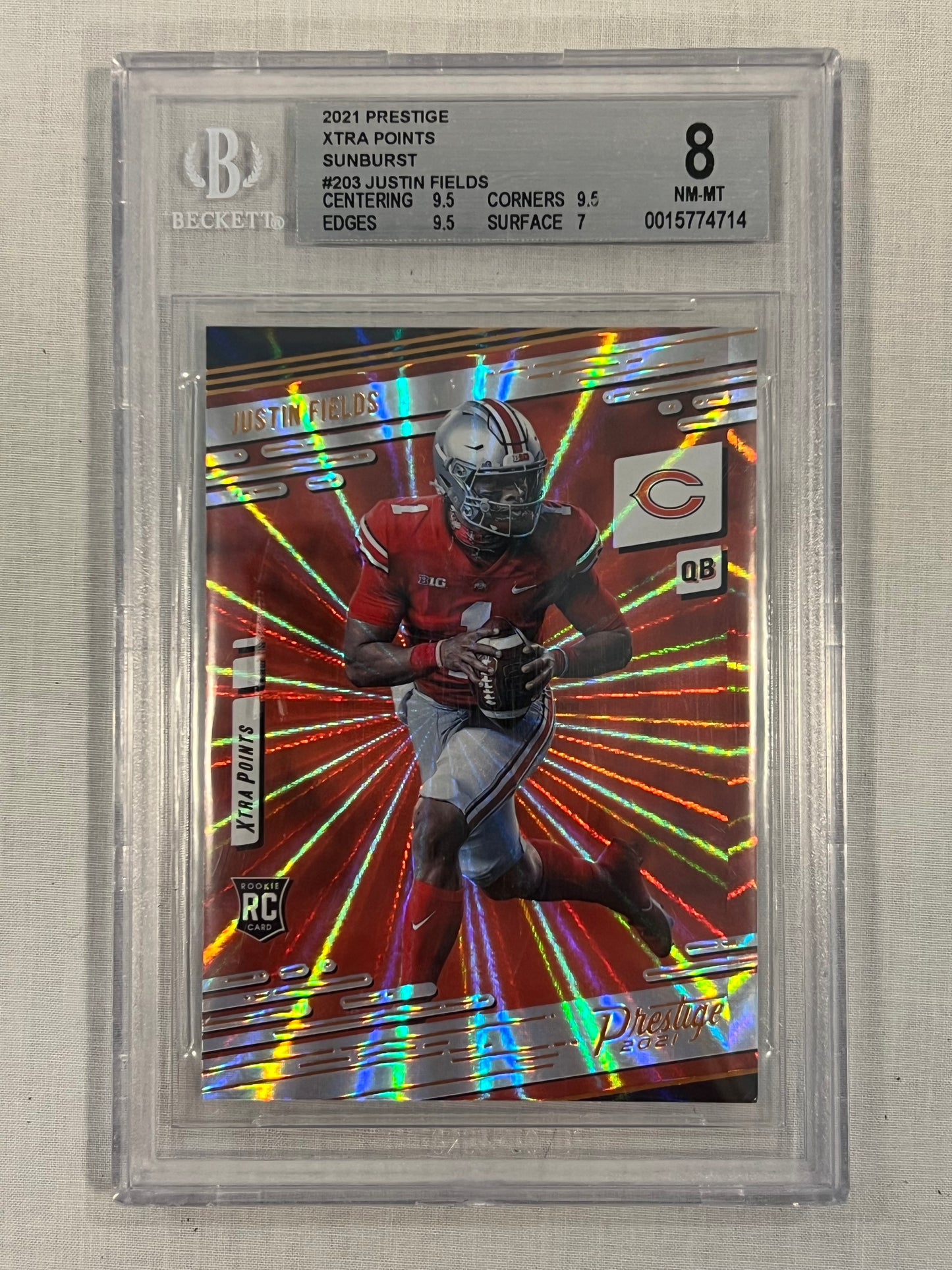 Justin Fields BGS 8 Sunburst Rookie