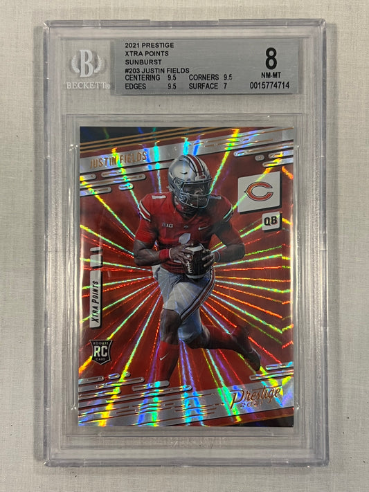 Justin Fields BGS 8 Sunburst Rookie