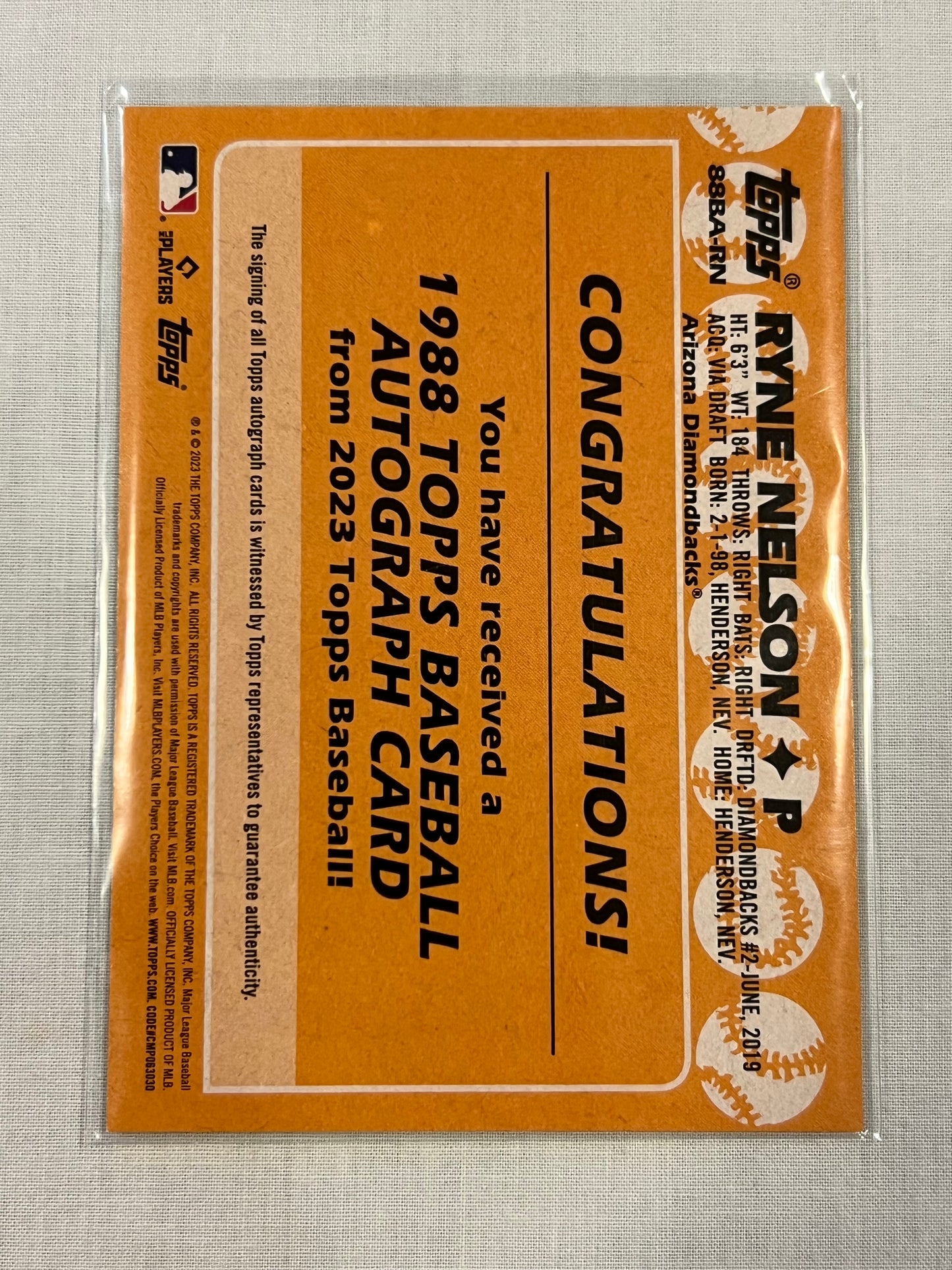 Ryne Nelson Topps 35th Anniversary Rookie Auto