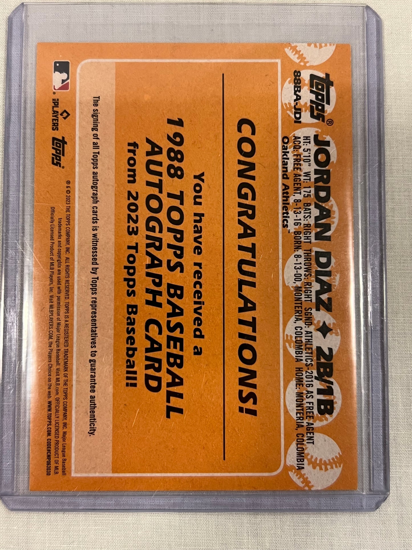Jodran Diaz 2023 Topps Rookie Auto
