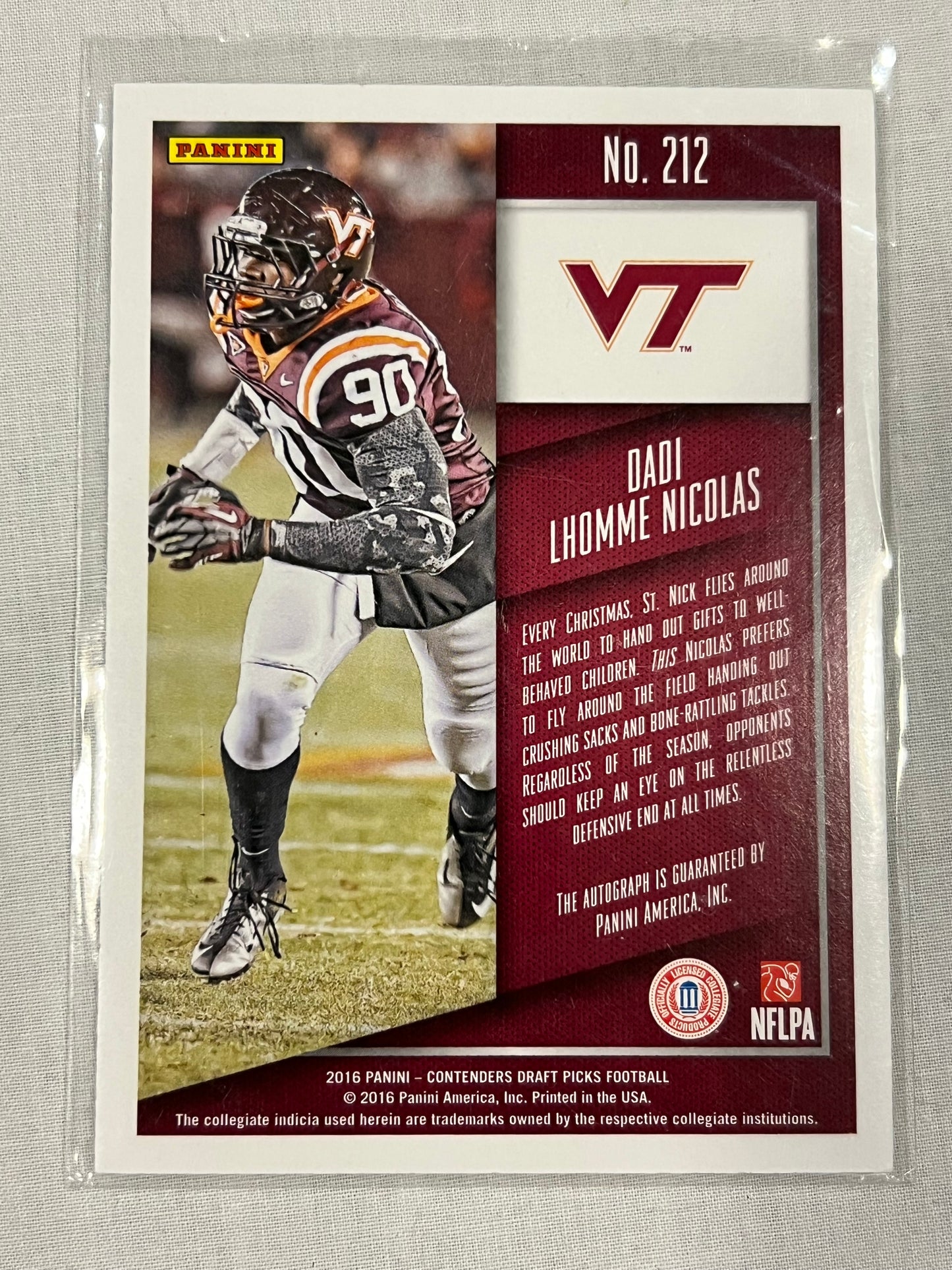 Dadi Lhomme Nicolas Virginia Tech Rookie Auto
