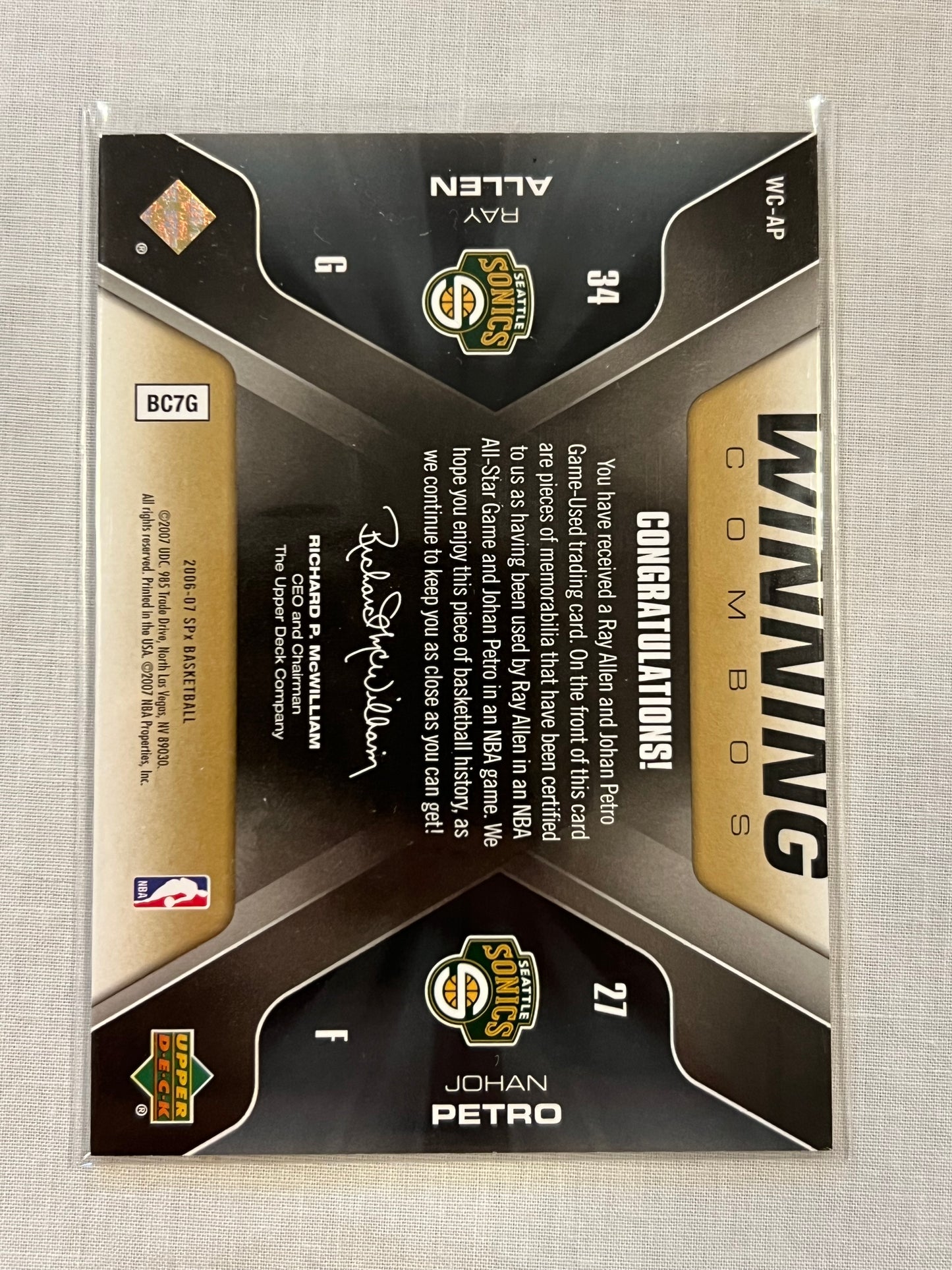 Ray Allen SPx Winning Combos Patch