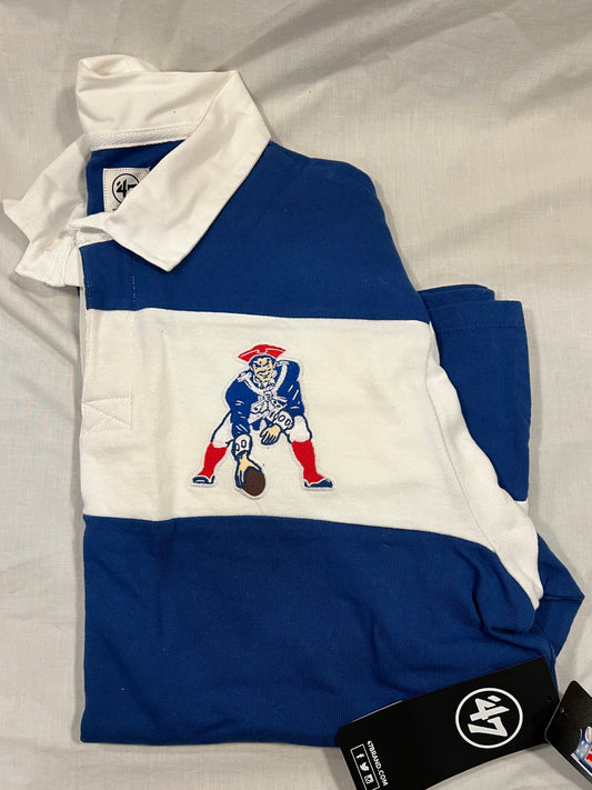 New England Patriots Long Sleeve Rugby Polo. Mens Medium