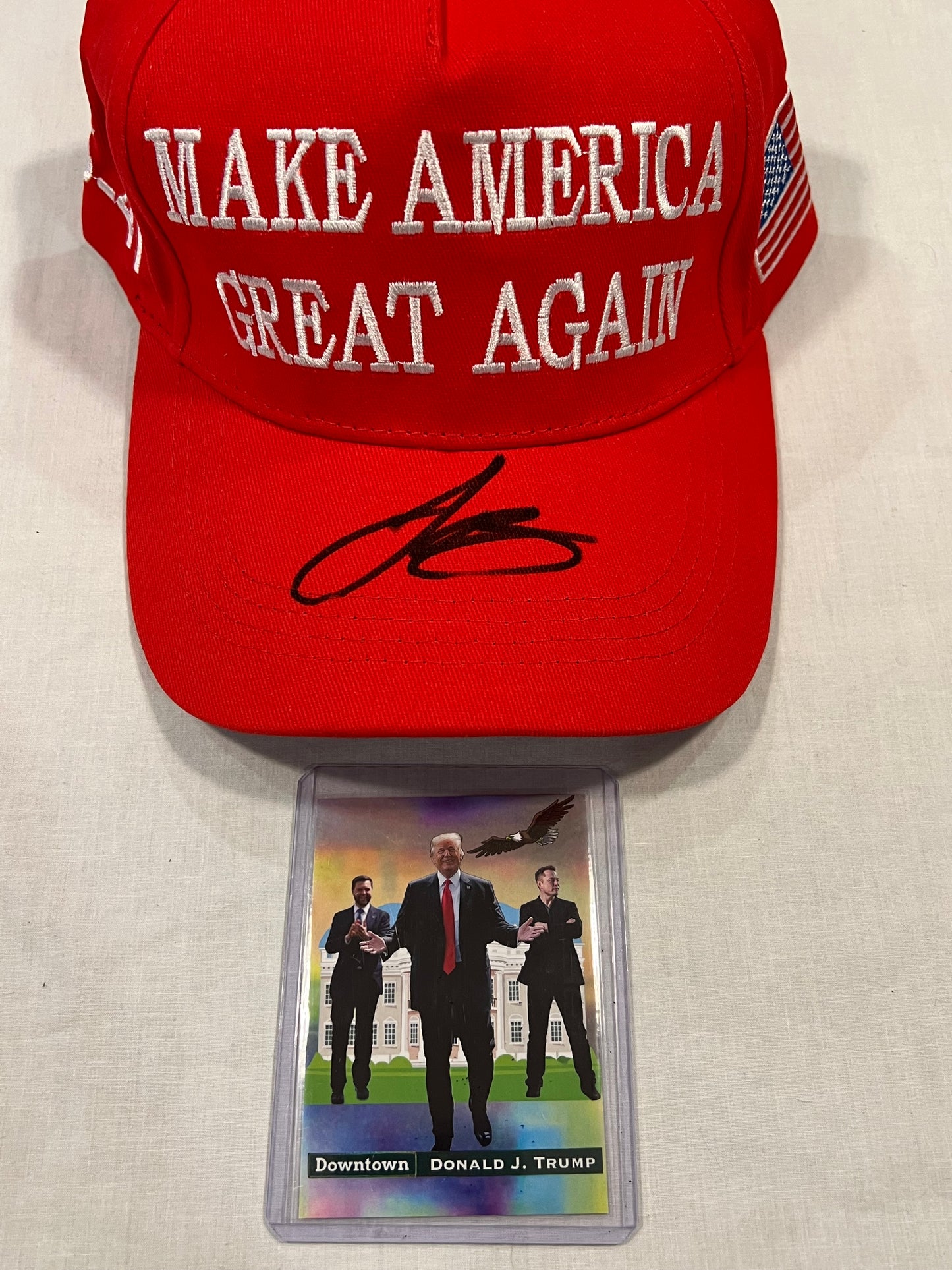 Le'Veon Bell signed Donald Trump hat w/ Custom Card