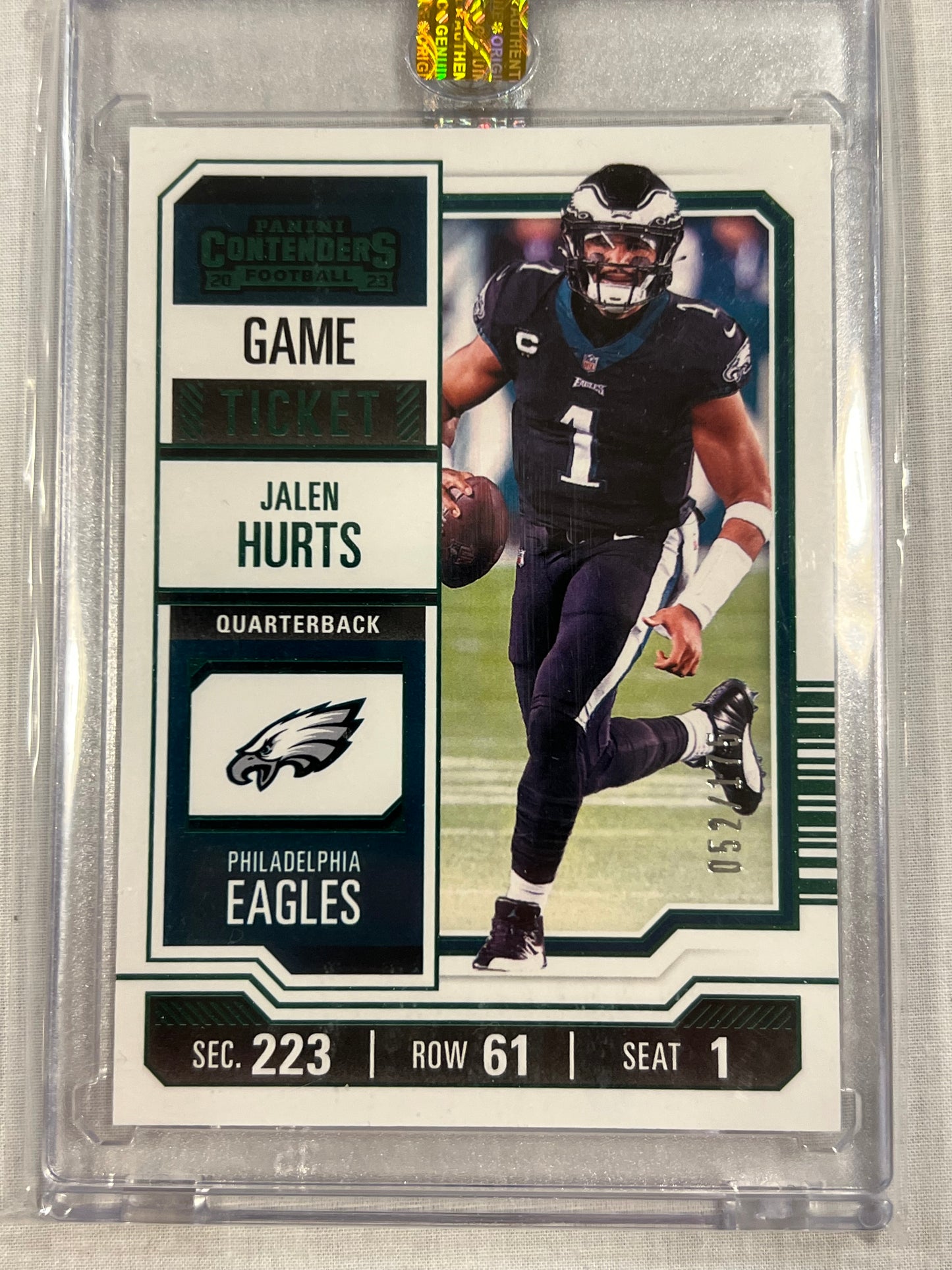 Jalen Hurts Game Ticket Green /175