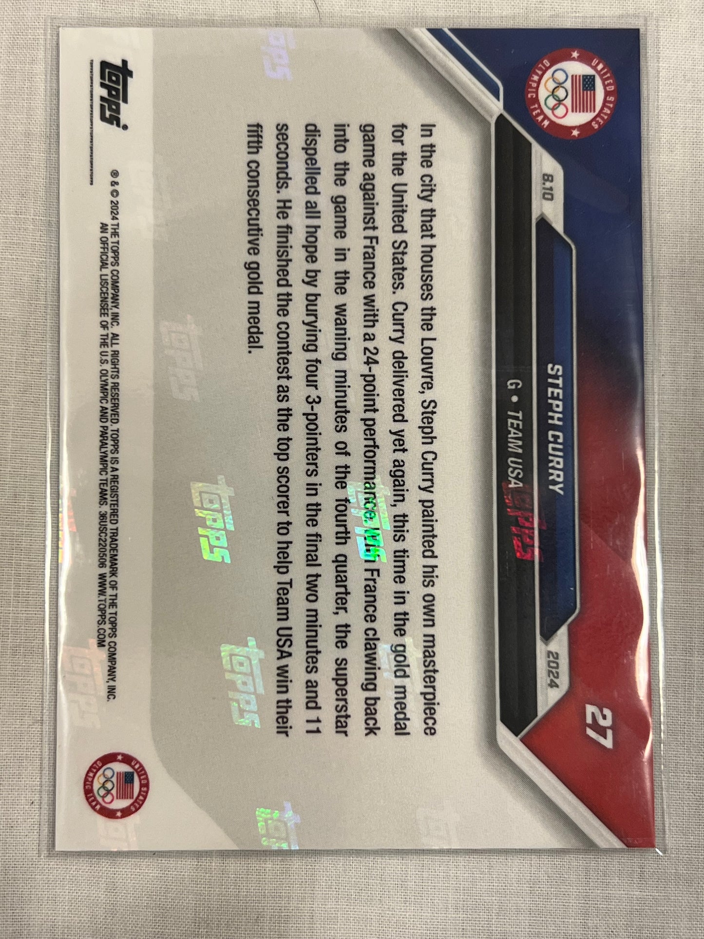 Stephen Curry Topps Now Olympics SP