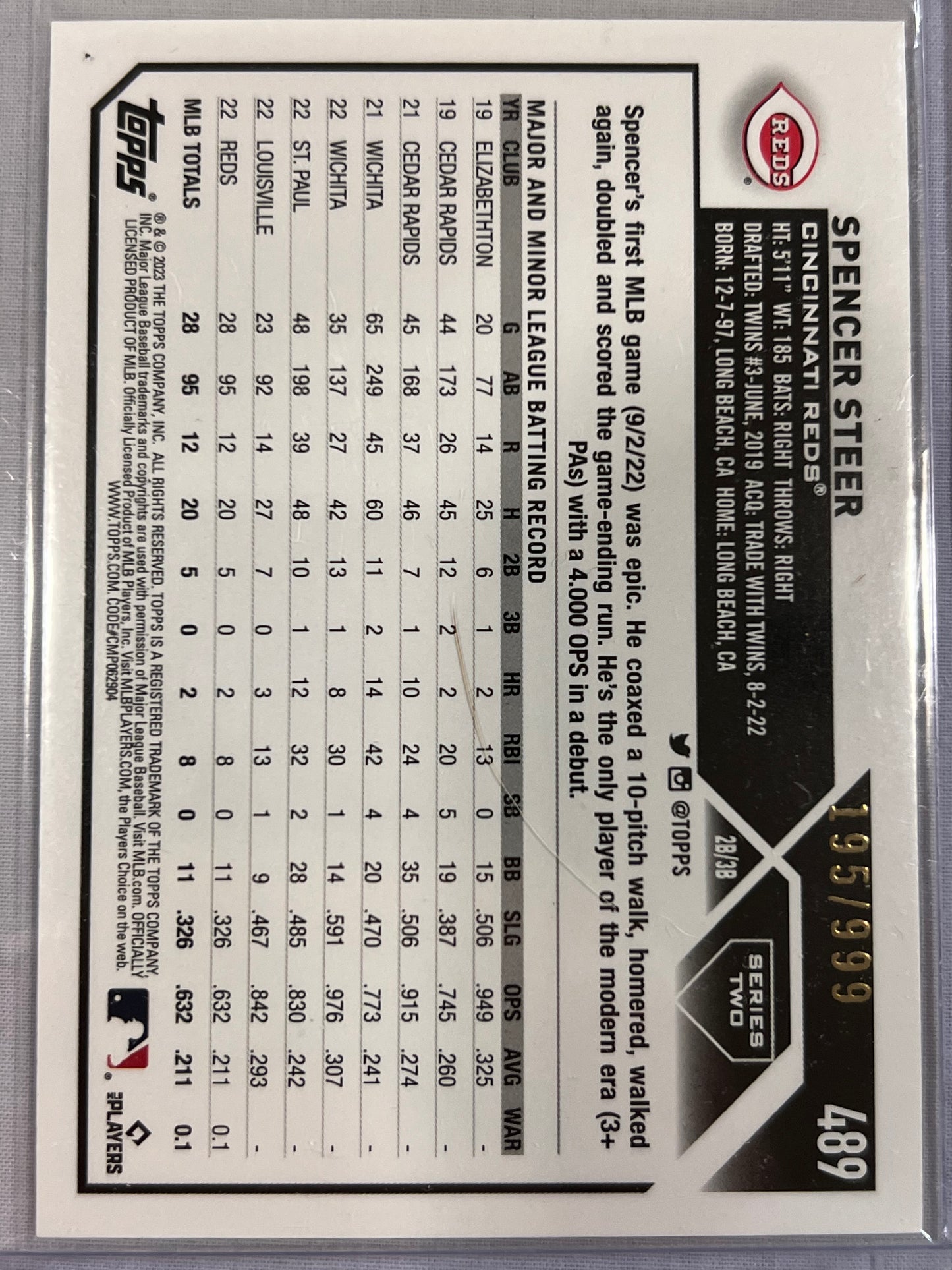Spencer Steer Blue Chrome Rookie /999
