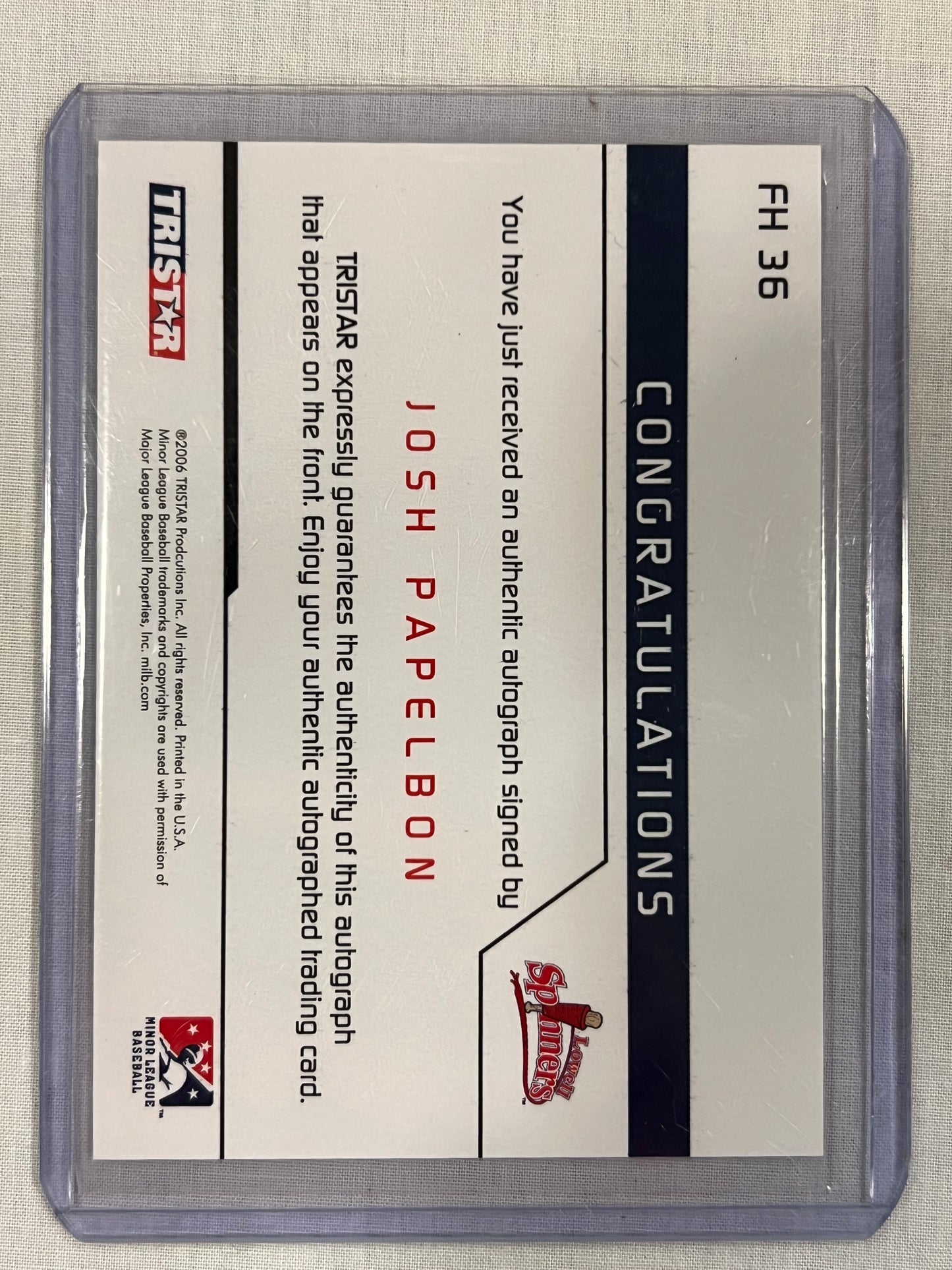 Josh Papelbon (Jon's Brother) Rookie Auto