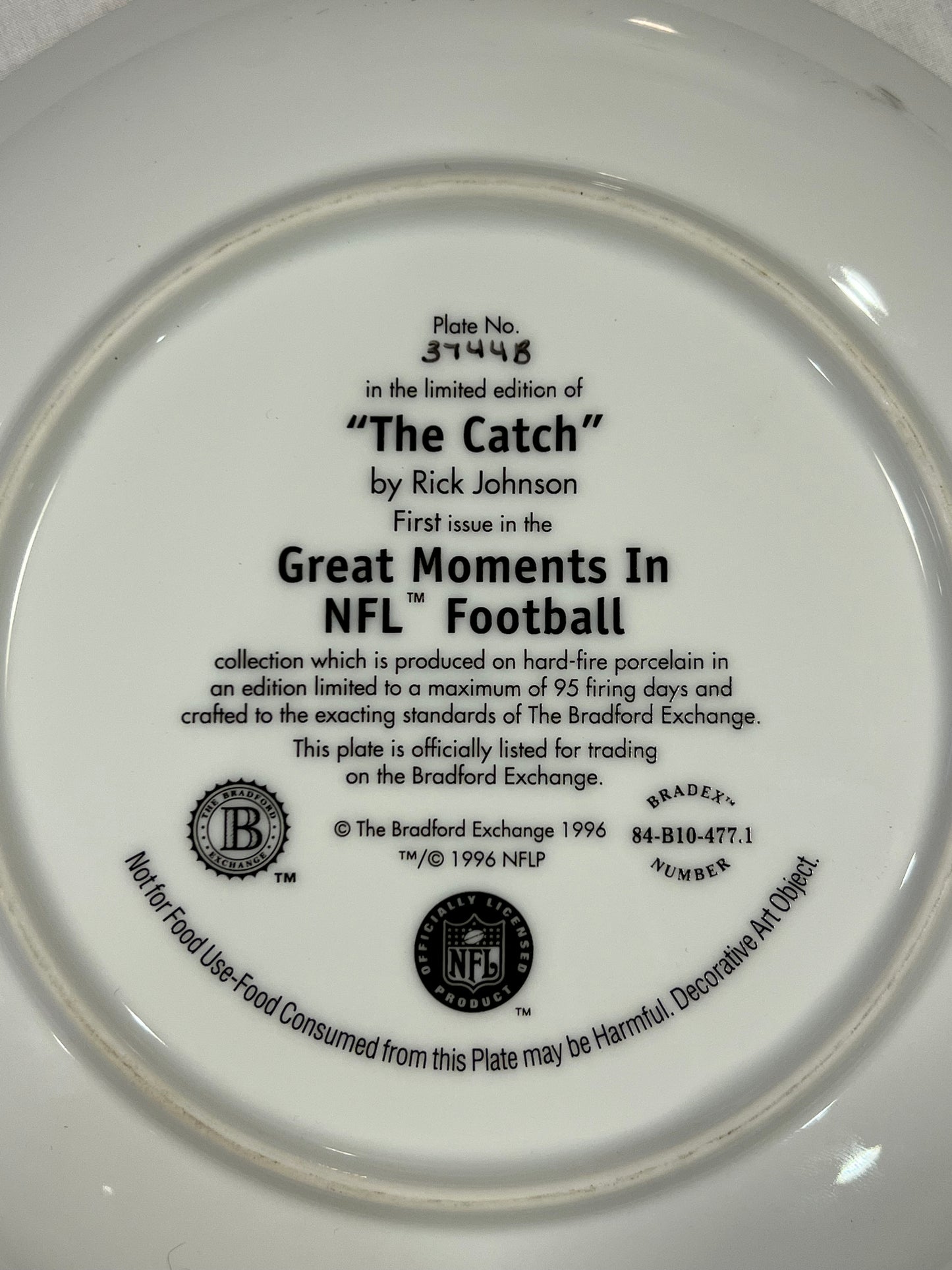 Joe Montana 1996 Limited Edition Plate