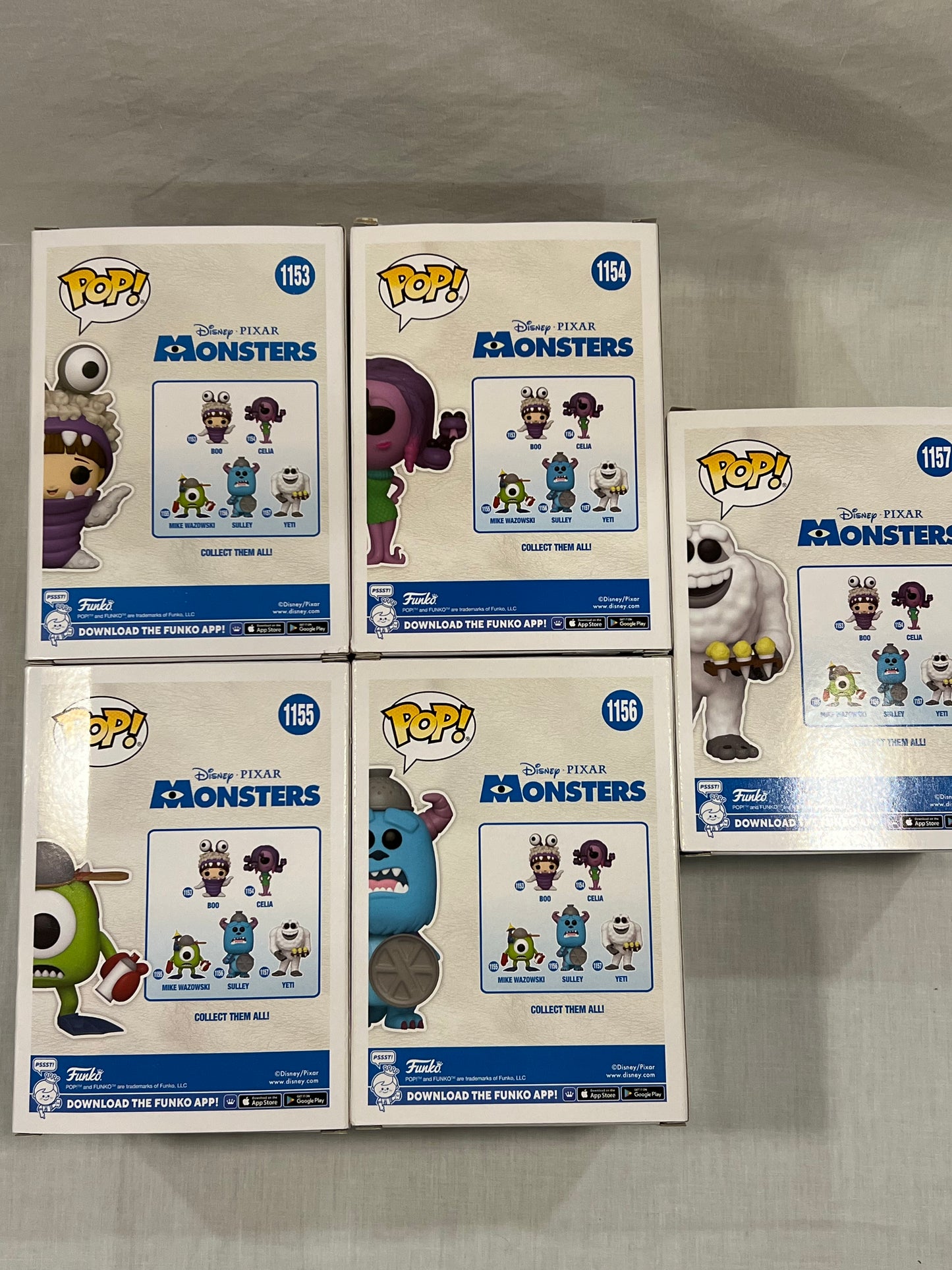 Monsters Inc Complete Set of 5