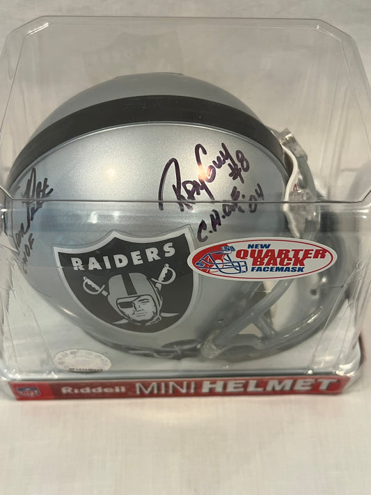 Ray Guy & Brad Van Pelt HOF Raiders Mini Helmet
