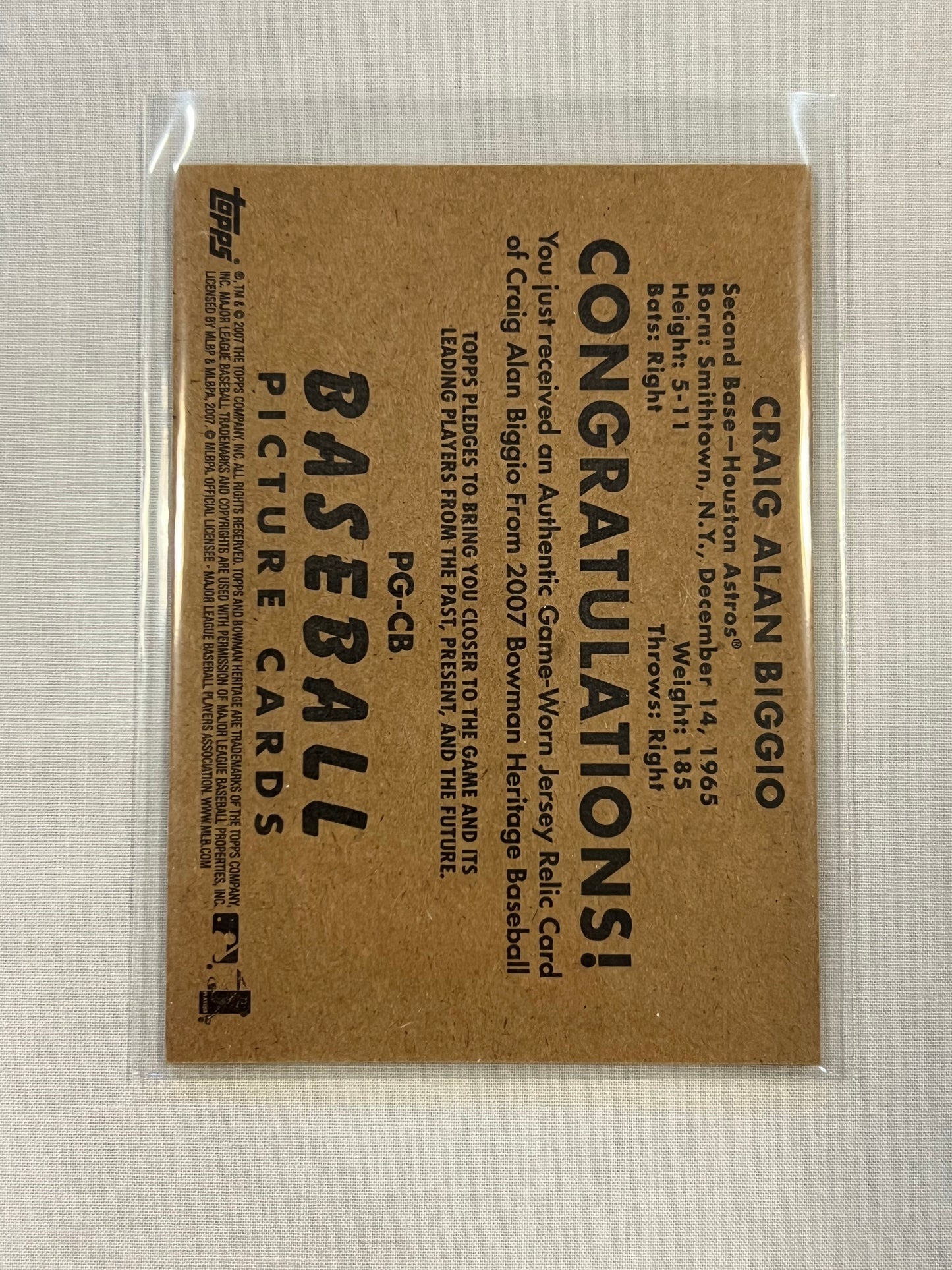 Craig Biggio Topps Heritage Patch