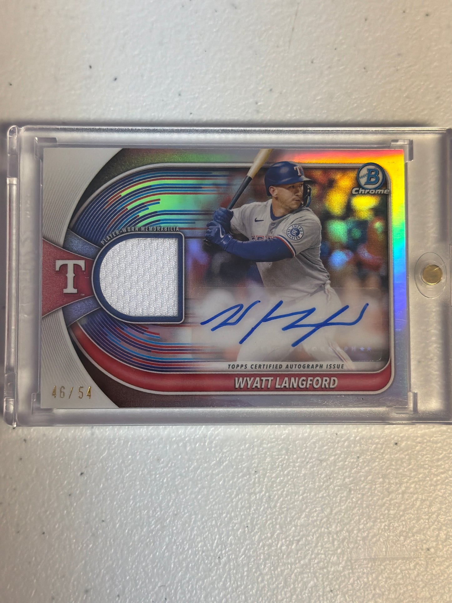 Wyatt Langford Bowman Chrome Silver Patch Auto /54