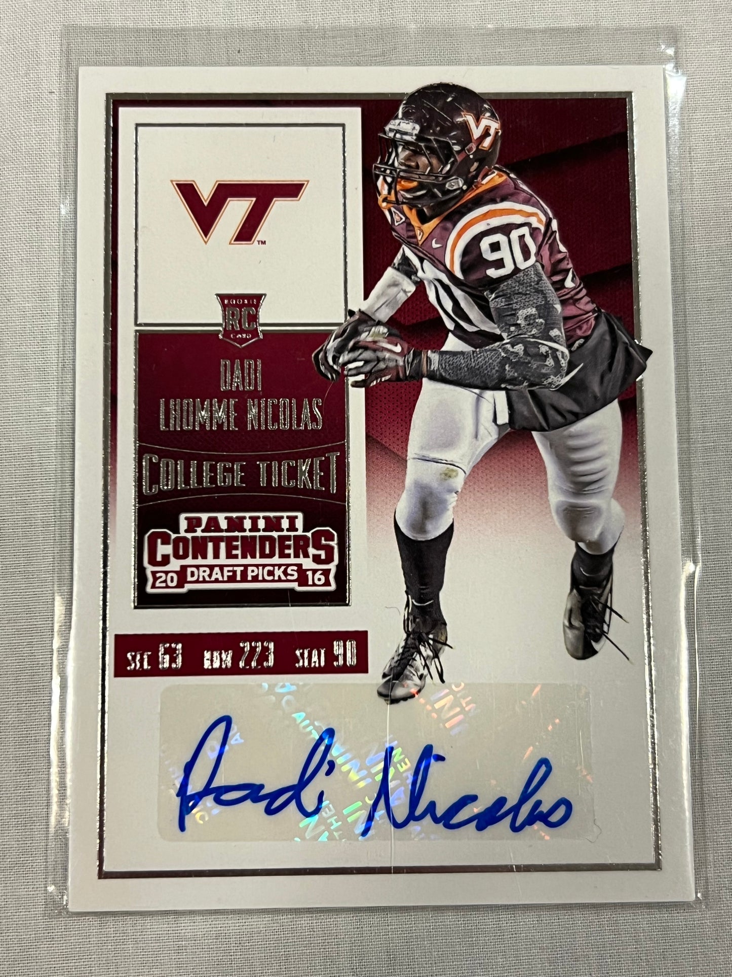 Dadi Lhomme Nicolas Virginia Tech Rookie Auto