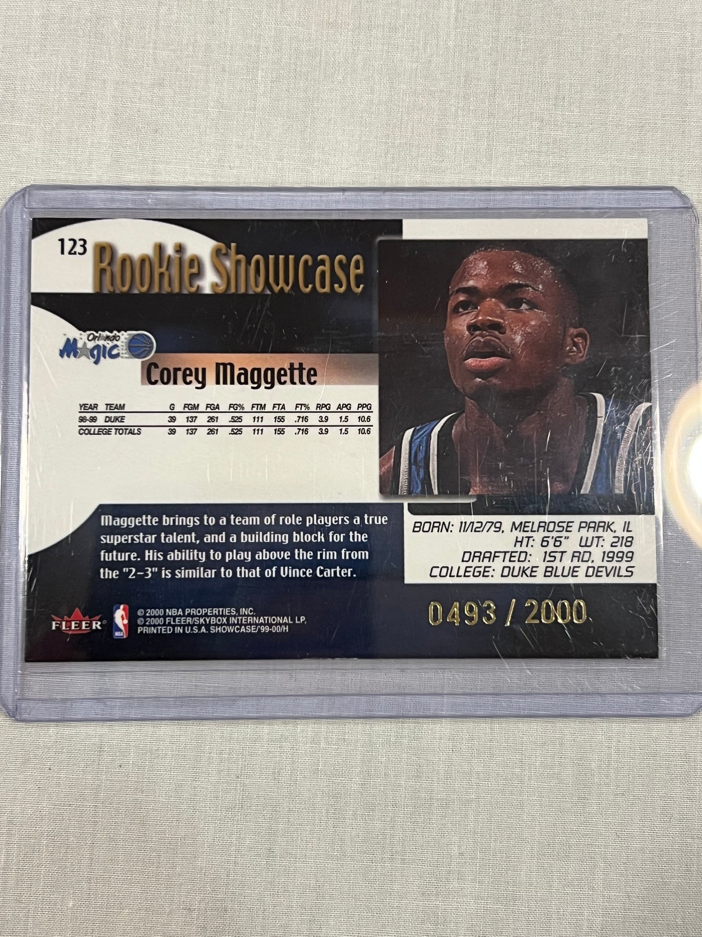 Corey Maggette Fleer Rookie Showcase /2000
