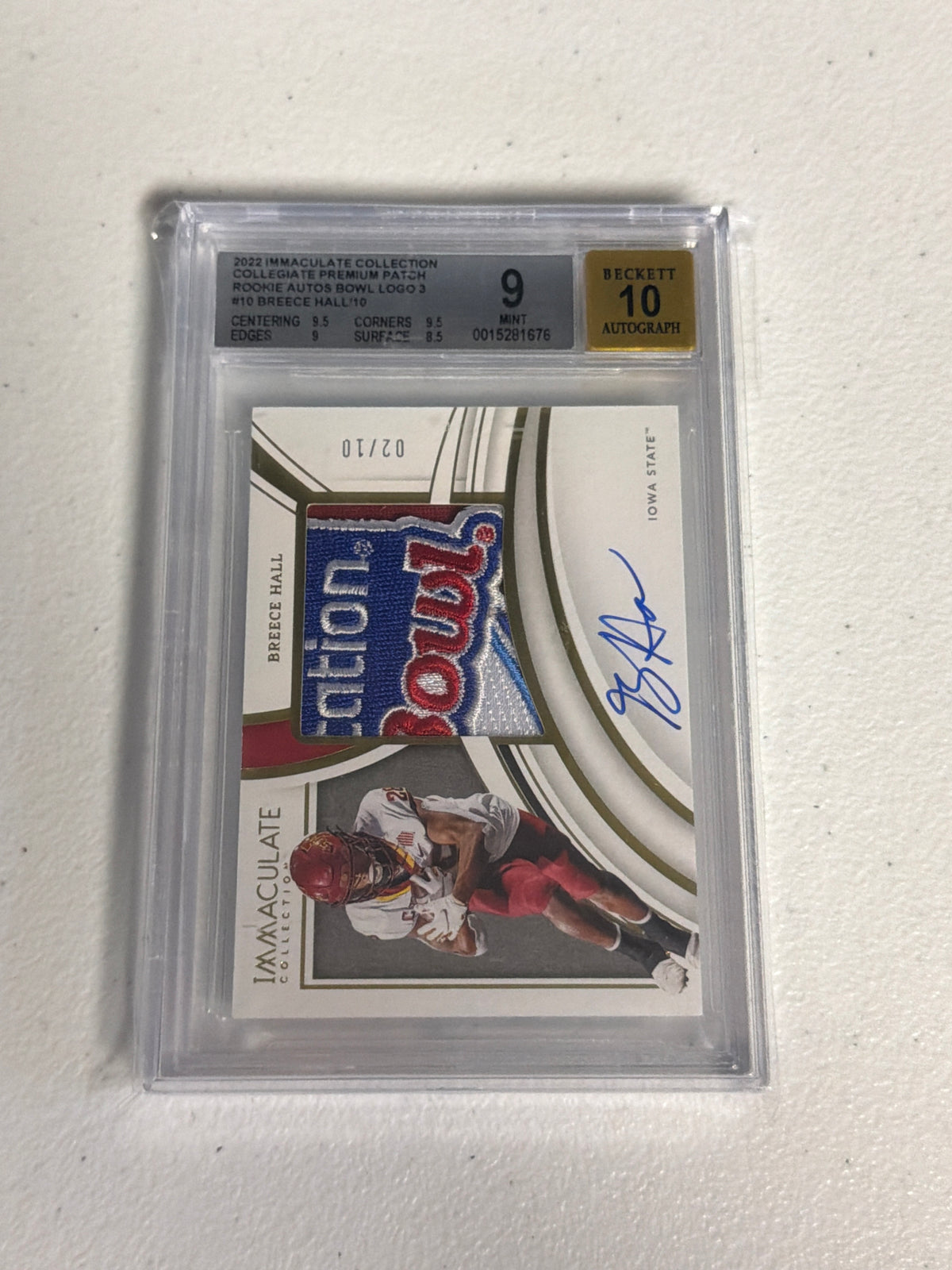 Breece Hall RPA /10 Immaculate BGS 9 Auto 10 Bowl Patch