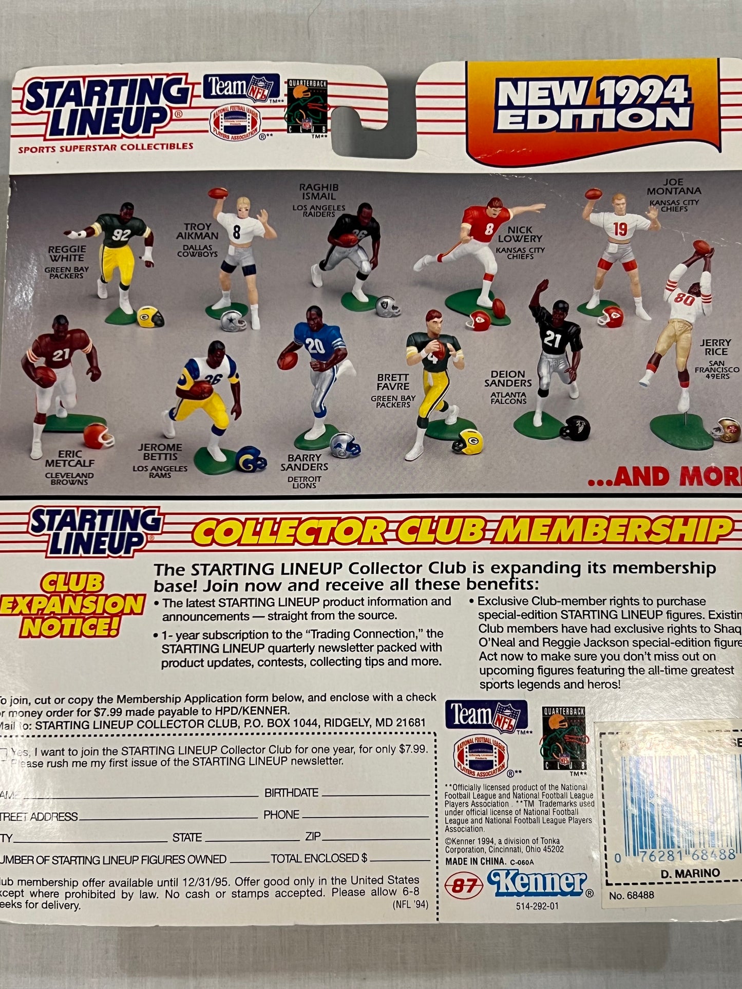 Dan Marino Miami Dolphins 1994 Starting Lineup w/card