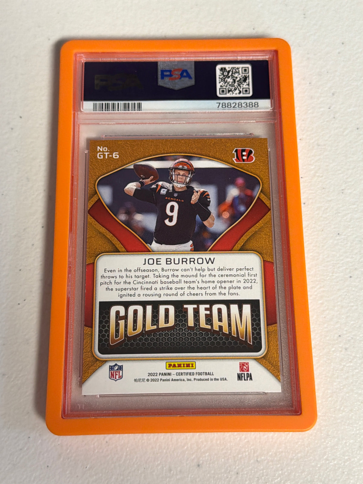 Joe Burrow Gold Team PSA 10