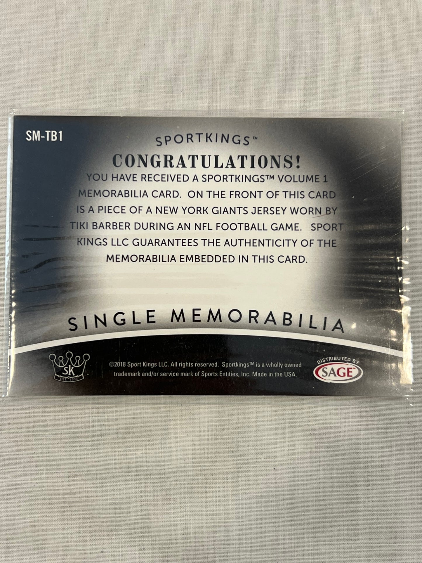 Tiki Barber NY Giants Patch