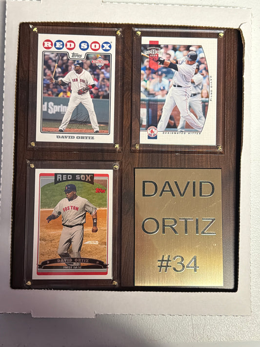 David Ortiz 3 Card Plaque