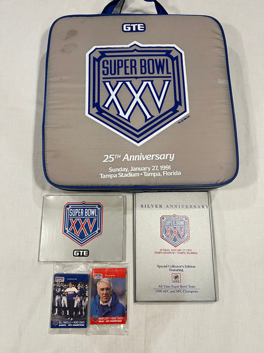 Super Bowl XXV 1991 Tampa Cushion w/ extras