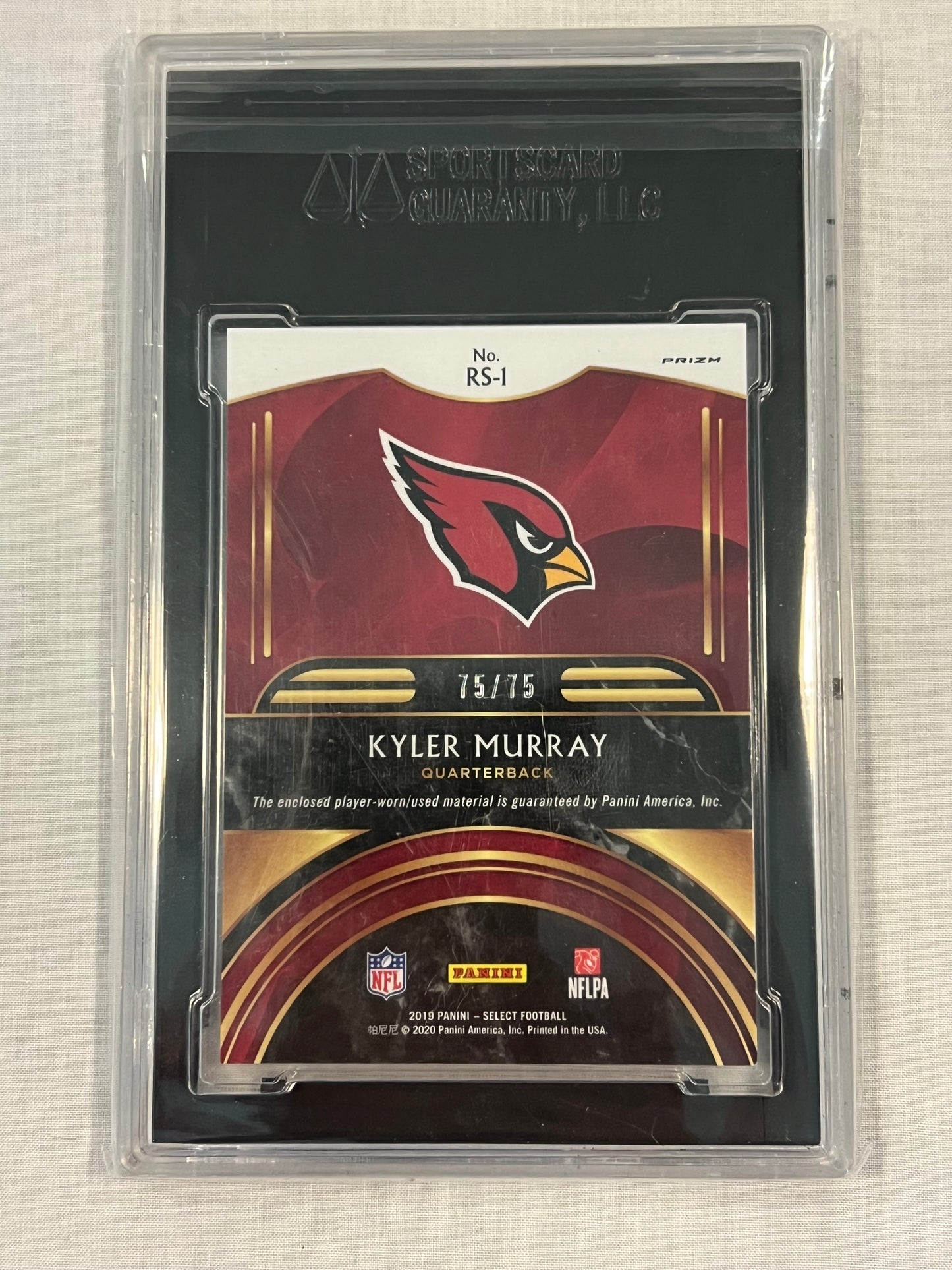 Kyler Murray SGC 9 Rookie White Prizm Patch 75/75