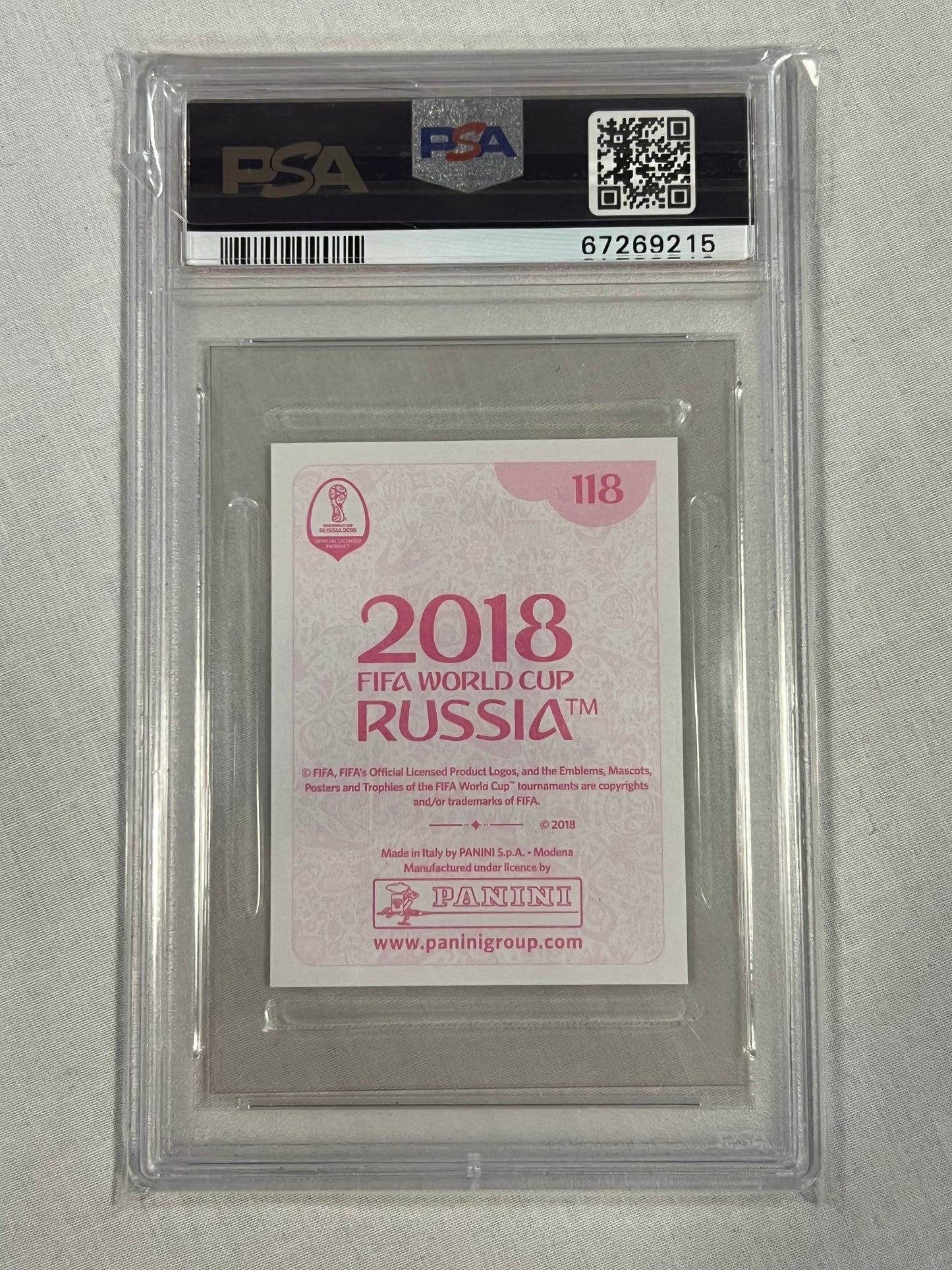 Cristiano Ronaldo Pink Back Sticker 2018 World Cup PSA 7