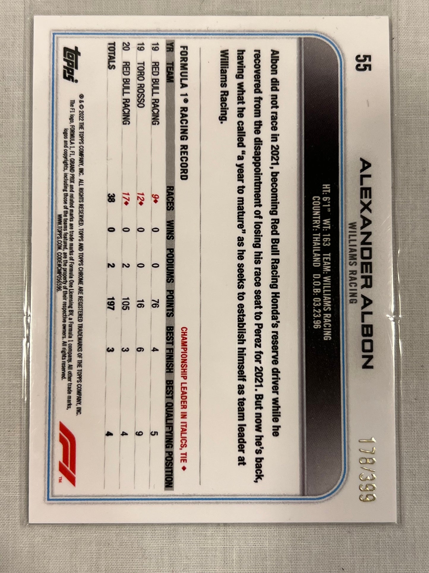 Alexander Albon Chrome Purple /399