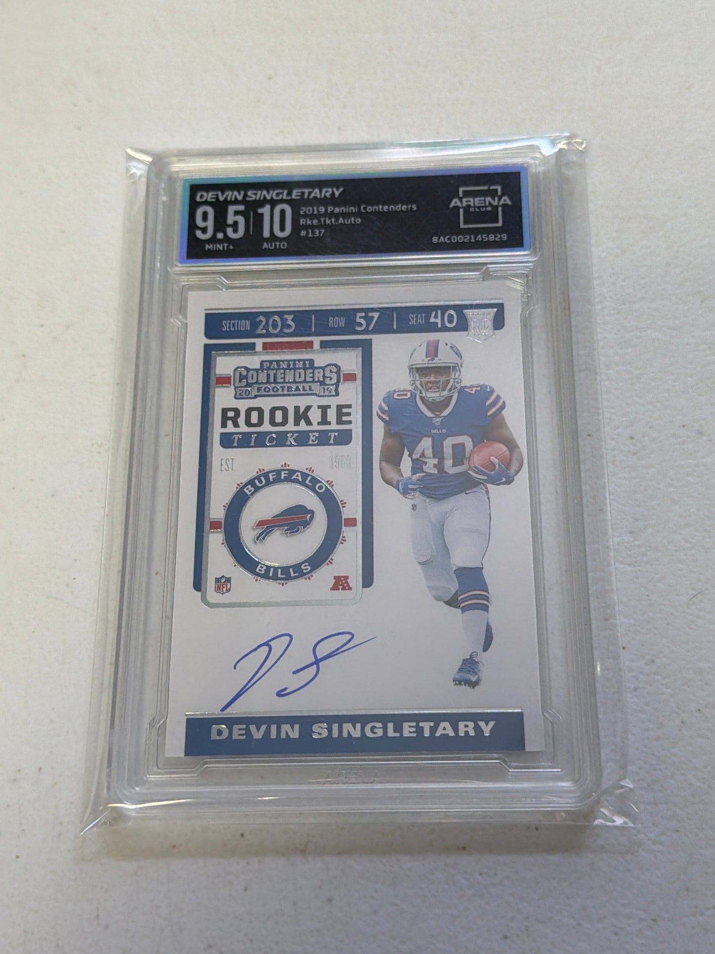 Devin Singletary Rookie Ticket Auto 9.5