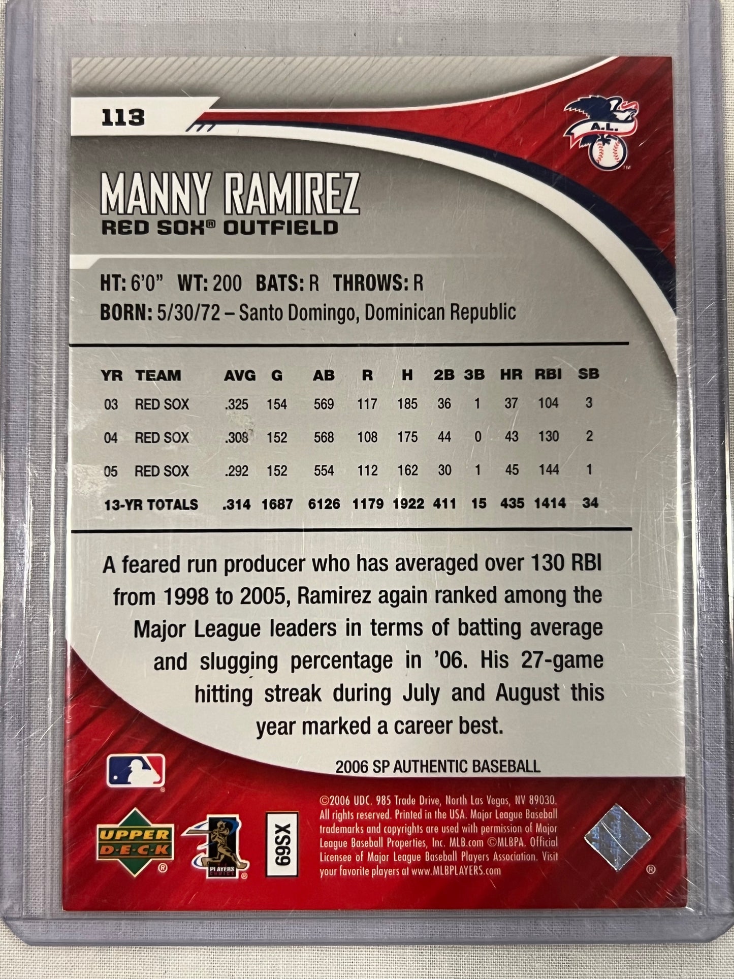 Manny Ramirez 2006 SPx /899