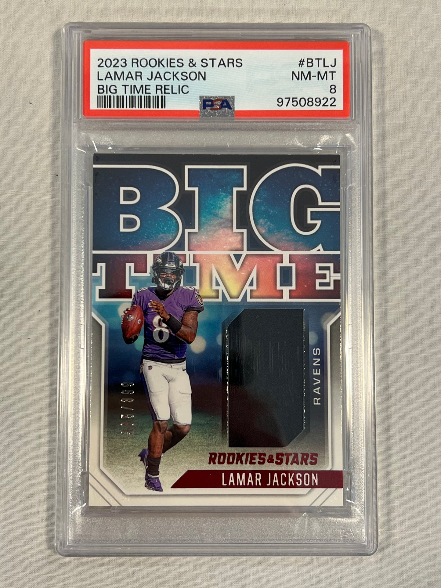 Lamar Jackson /399 Big Time Patch PSA 8