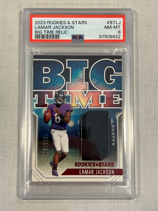 Lamar Jackson /399 Big Time Patch PSA 8