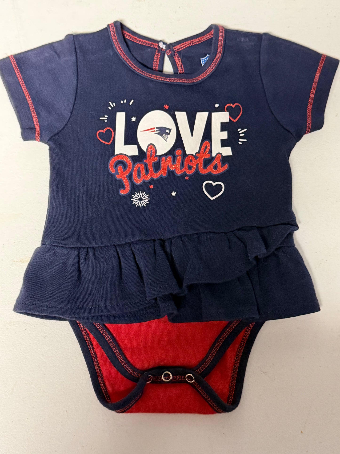 Love Patriots 0/3M Onesie