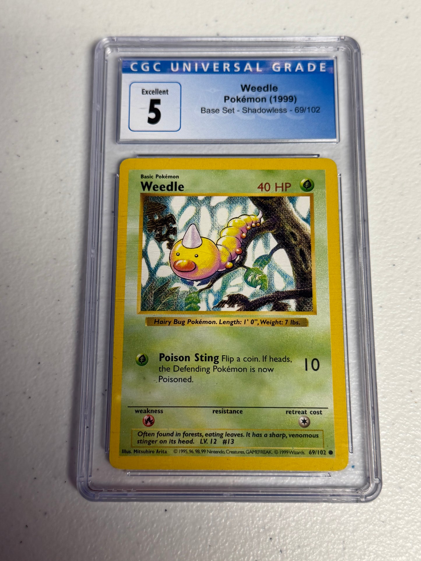 Weedle Base Set Shadowless CGC 5