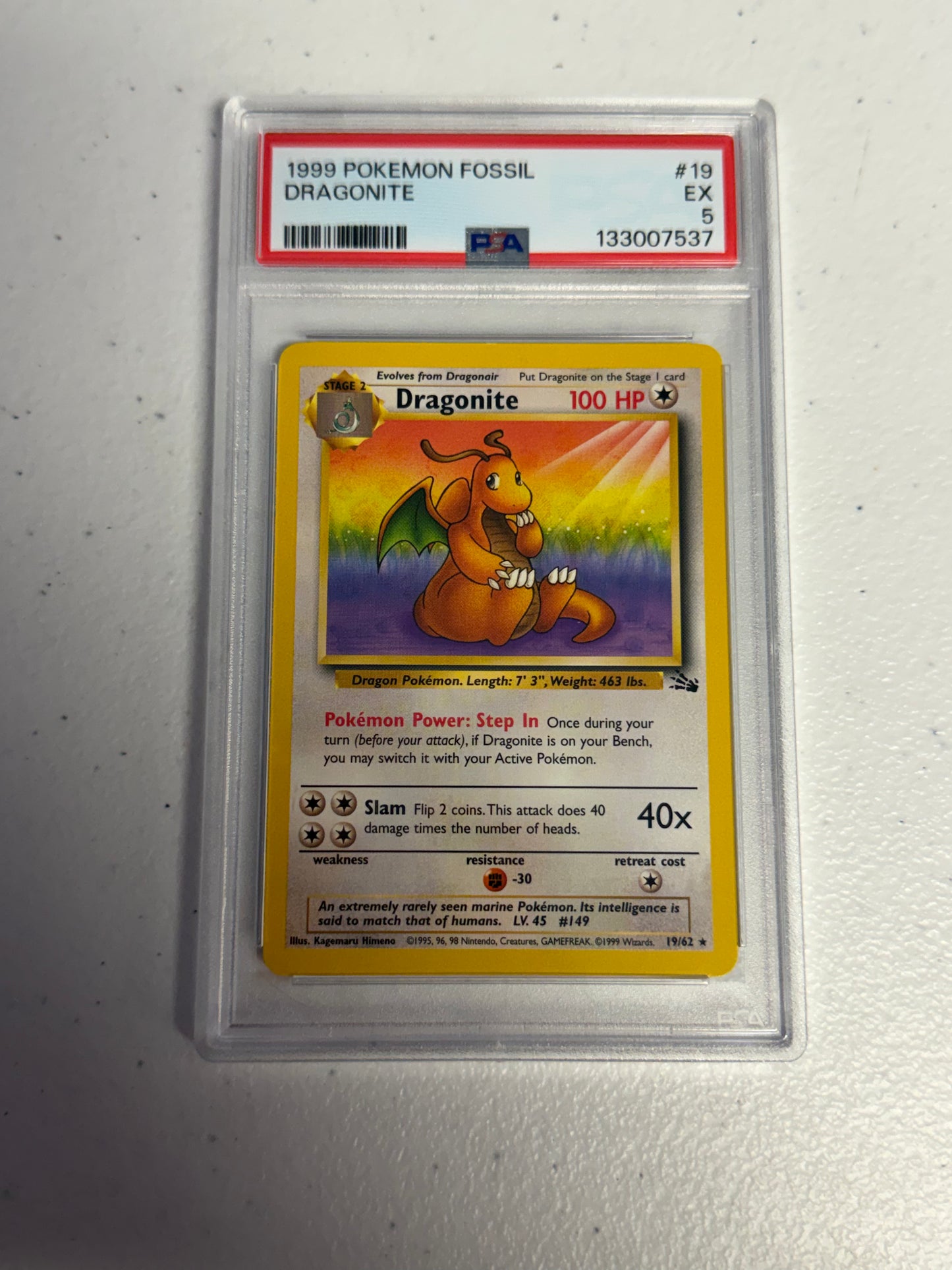 Dragonite 1999 Fossil PSA 5