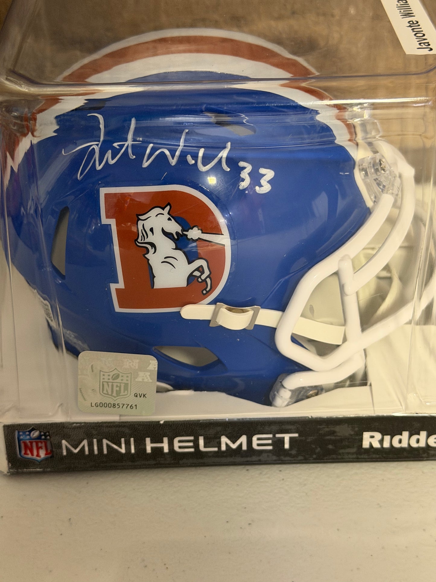 Javonte Williams Signed Mini Denver Broncos Helmet